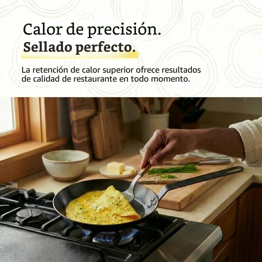 Sartén de acero al carbono de Lodge, Negro | Sartén ligera de alto...