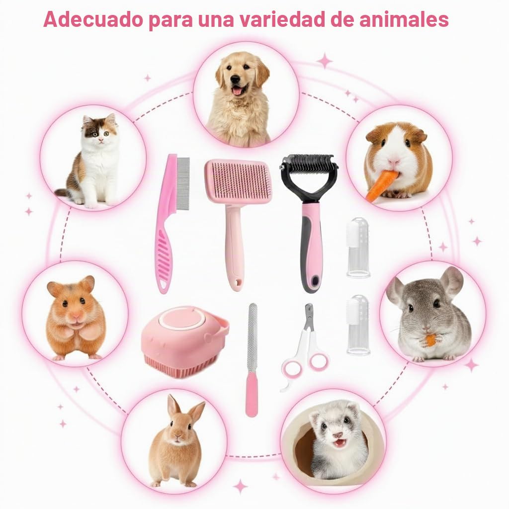 Haminway Kit de aseo para perros de 8 piezas \u2013 Rosa | Juego de...