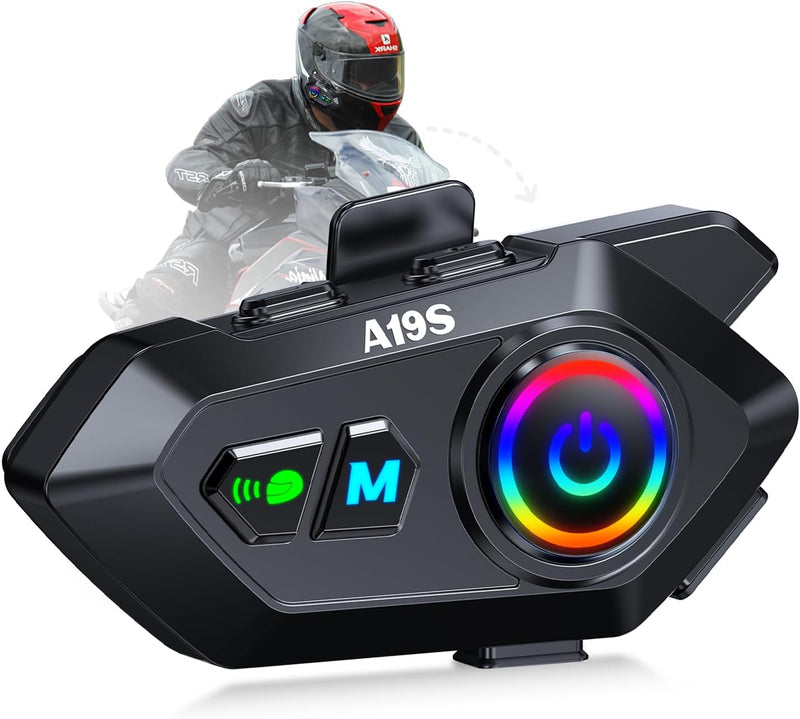 Khptop Auriculares Bluetooth para casco de motocicleta, intercomuni...