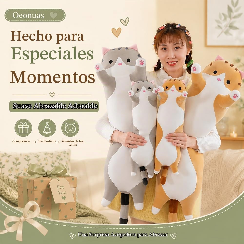 Almohada de felpa de cuerpo larga y suave con diseño de dibujos ani...