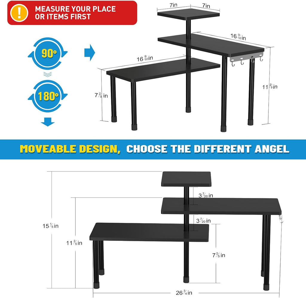JayRex Estante de Esquina de Encimera, Organizador Mueble de 3 Nive...