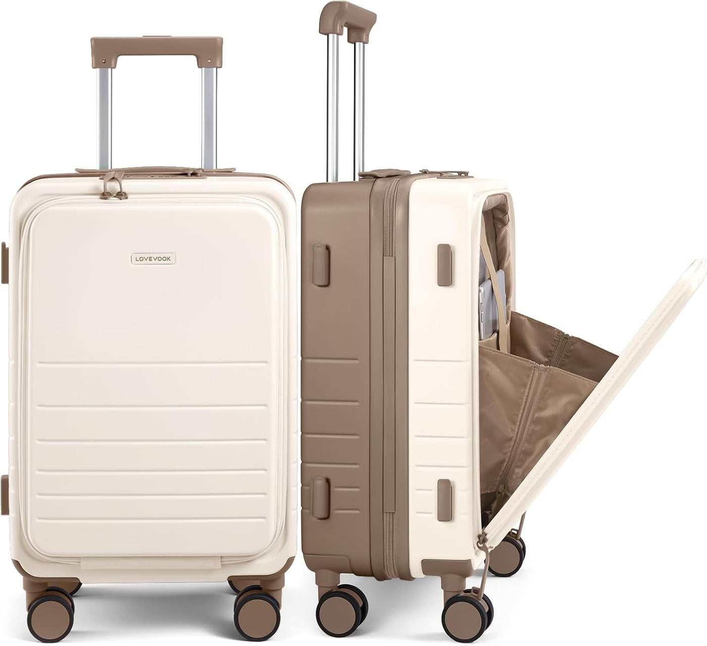 LOVEVOOK Equipaje de mano, Beige claro - Color caqui mate, Elegante