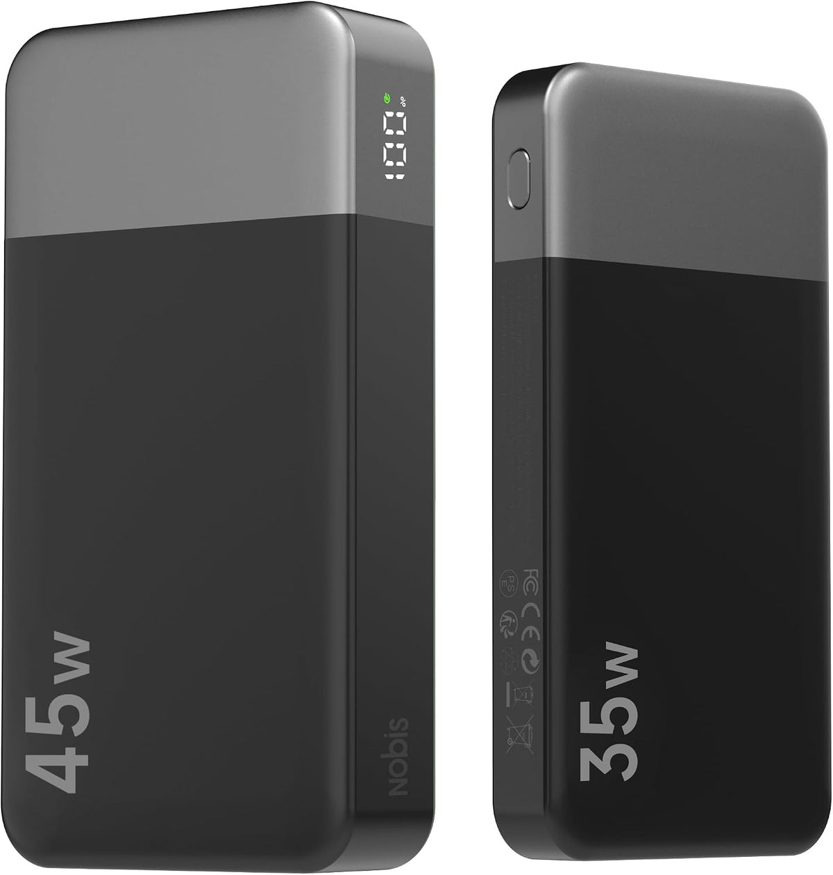 NOBIS Cargador portátil, banco de energía de 45 W 20000 mAh y banco...