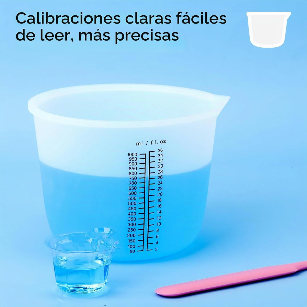 Gartful Tazas de medición de silicona reutilizables de 1000 ml, taz...