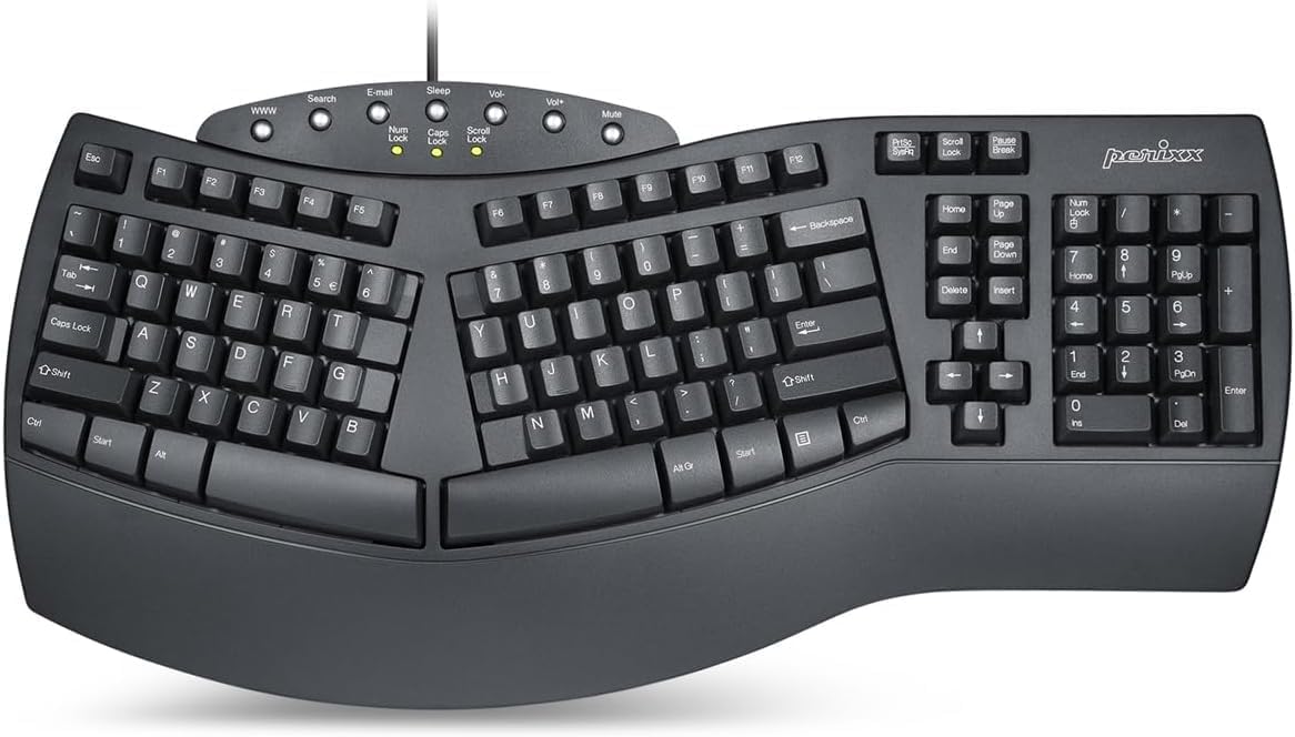Perixx Periboard-612B - Teclado Inalámbrico Ergonómico Split con Mo...