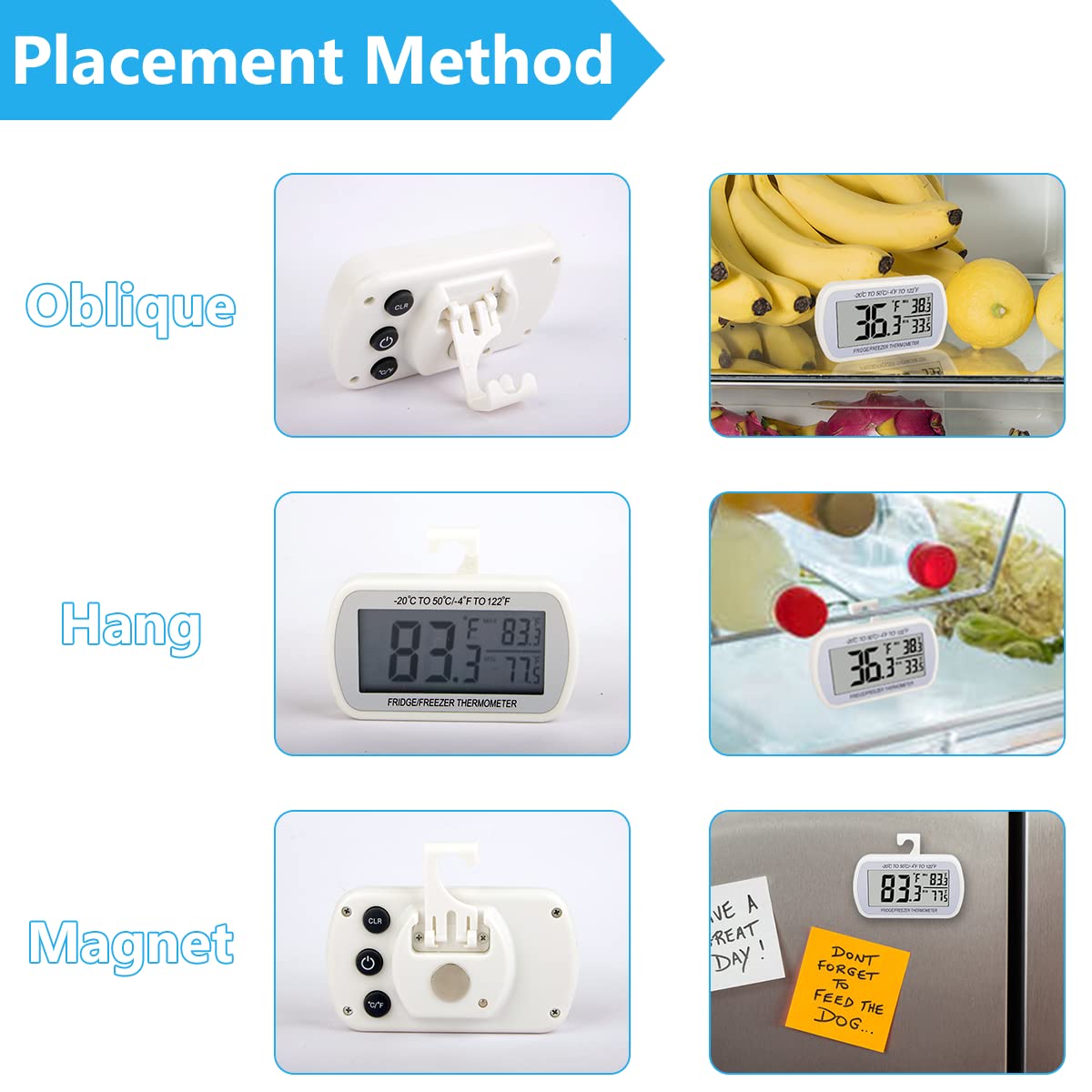 Paquete de 6 termómetros digitales para refrigerador, refrigerador,...