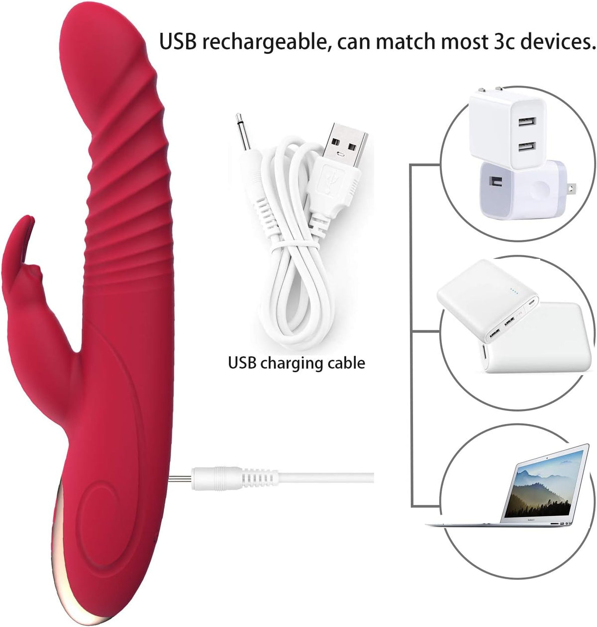 Juego de juguetes de placer con orejas de conejo, impermeable, 8 mo...