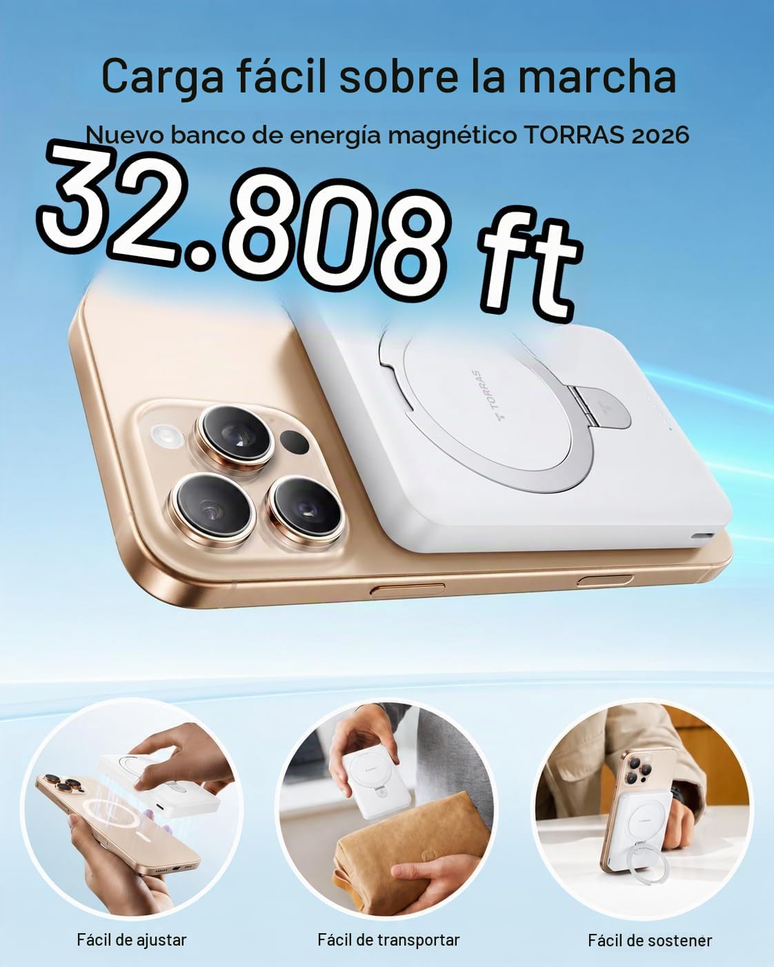 TORRAS - Cargador portátil para iPhone 18 Pro Max, banco de energía...