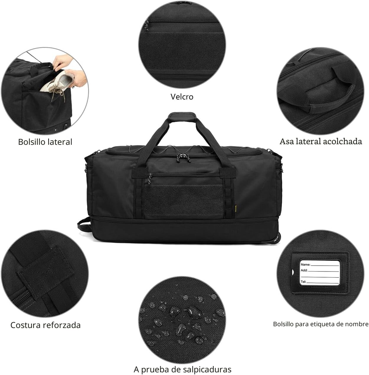 Laripwit Bolsa Duffle Plegable con Rueda Extra Grande 167L Expandib...