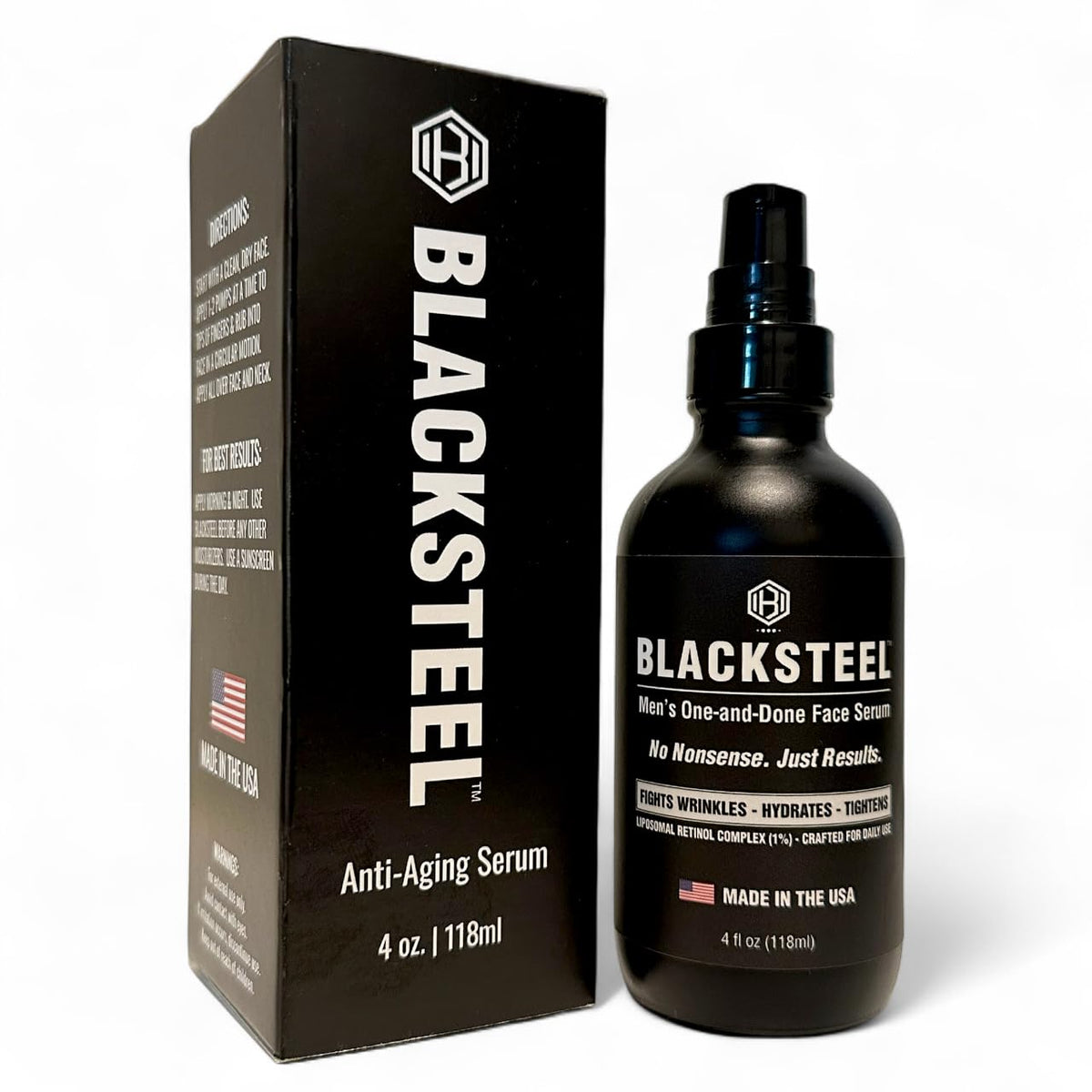 BLACKSTEEL Suero facial antienvejecimiento para hombre con retinol...