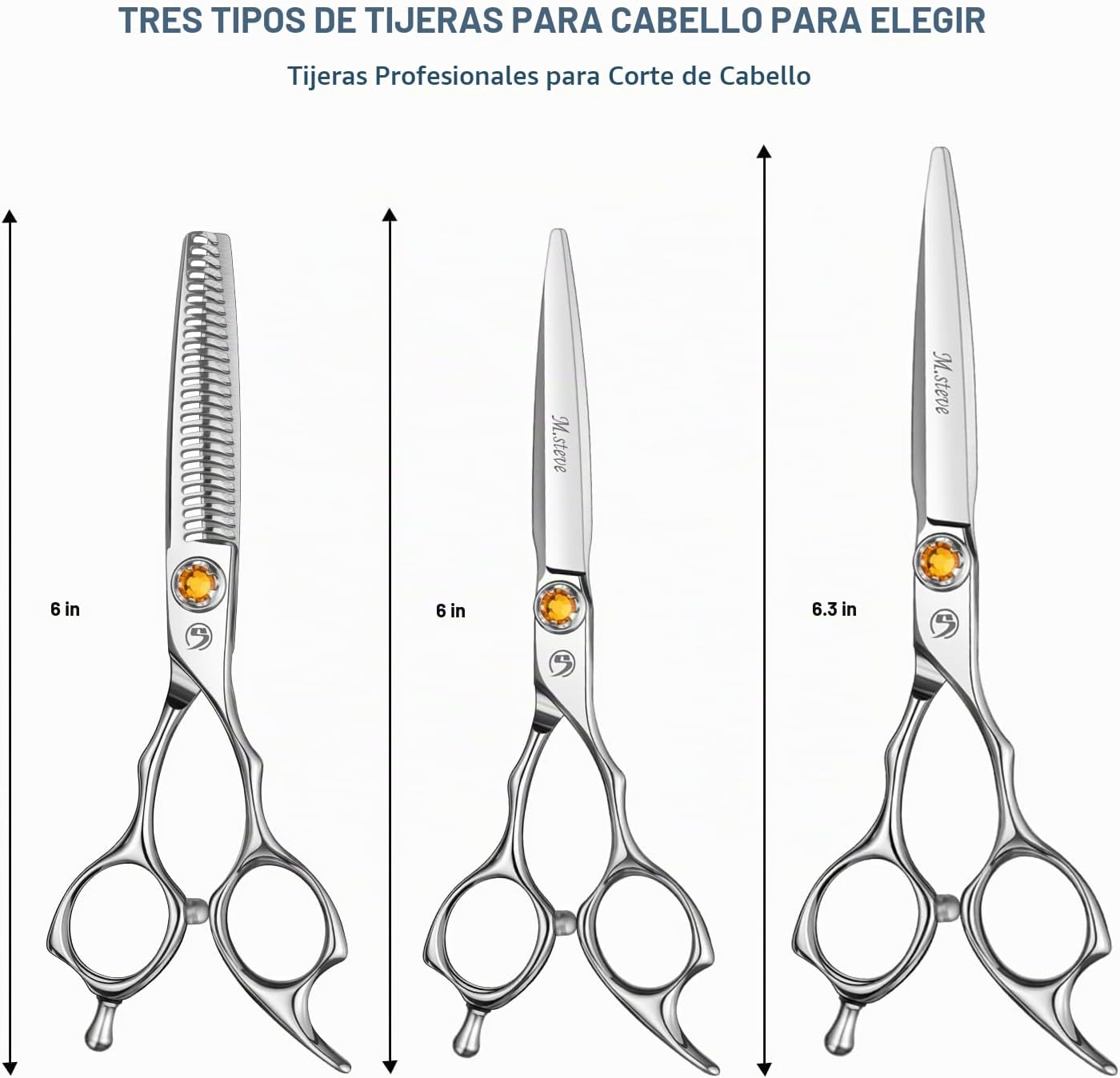 M.steve Tijeras profesionales de corte de cabello de 6 pulgadas, ti...