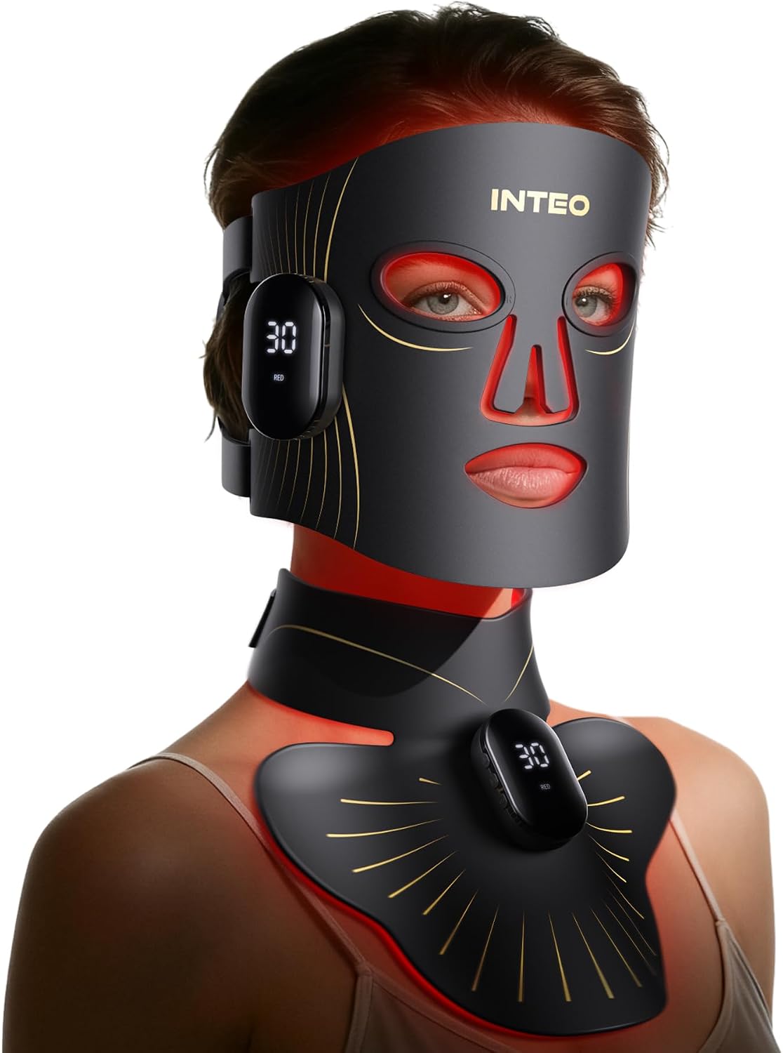 Máscara de terapia de luz roja para cara y cuello, máscara facial L...