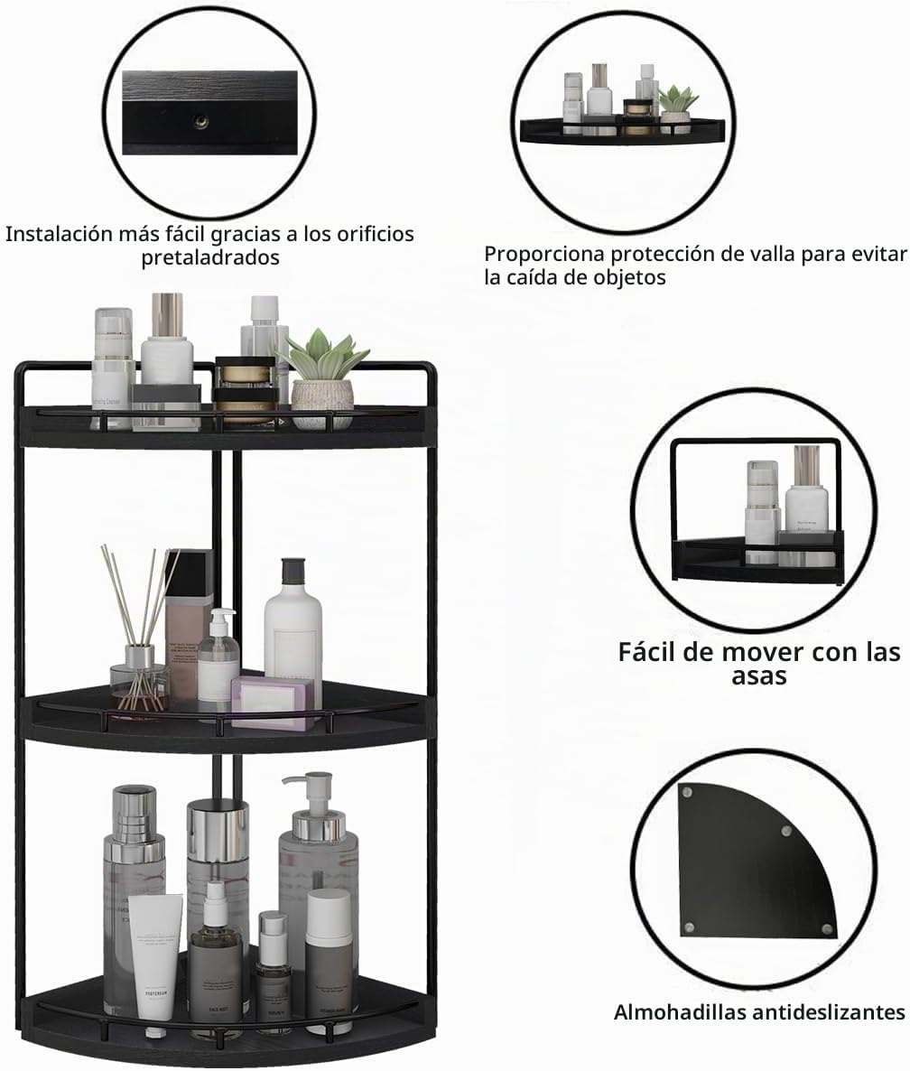 Dorhors Organizador de baño esquinero de 3 niveles para almacenamie...