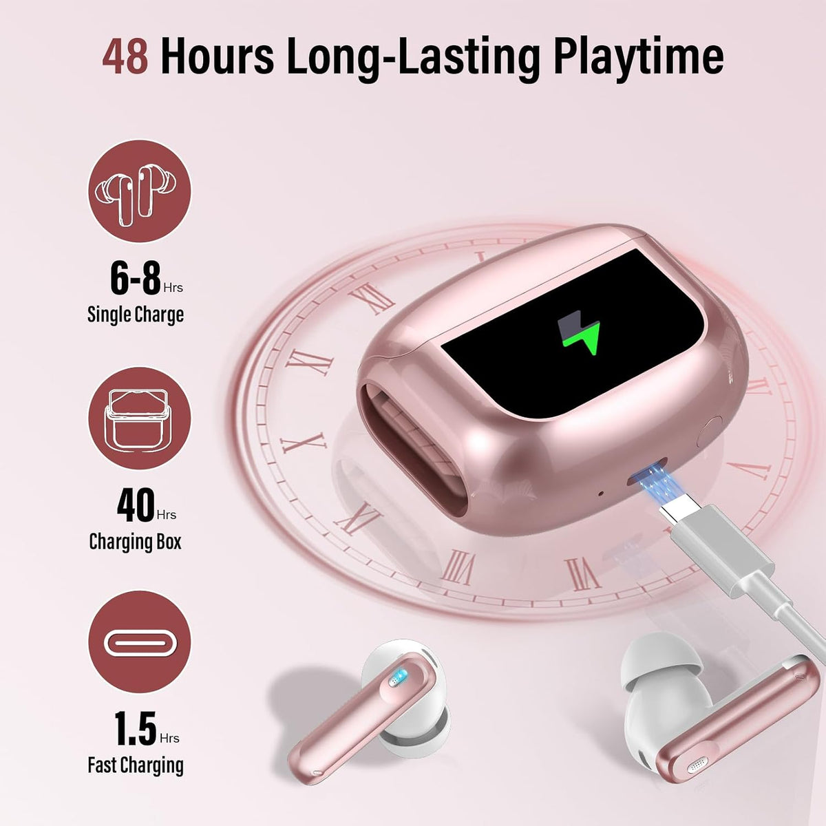 Auriculares inalámbricos con cancelación activa de ruido 48H con pa...