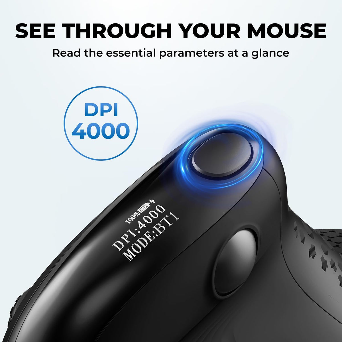 DELUX Seeker Ratón inalámbrico vertical ergonómico con pantalla OLE...