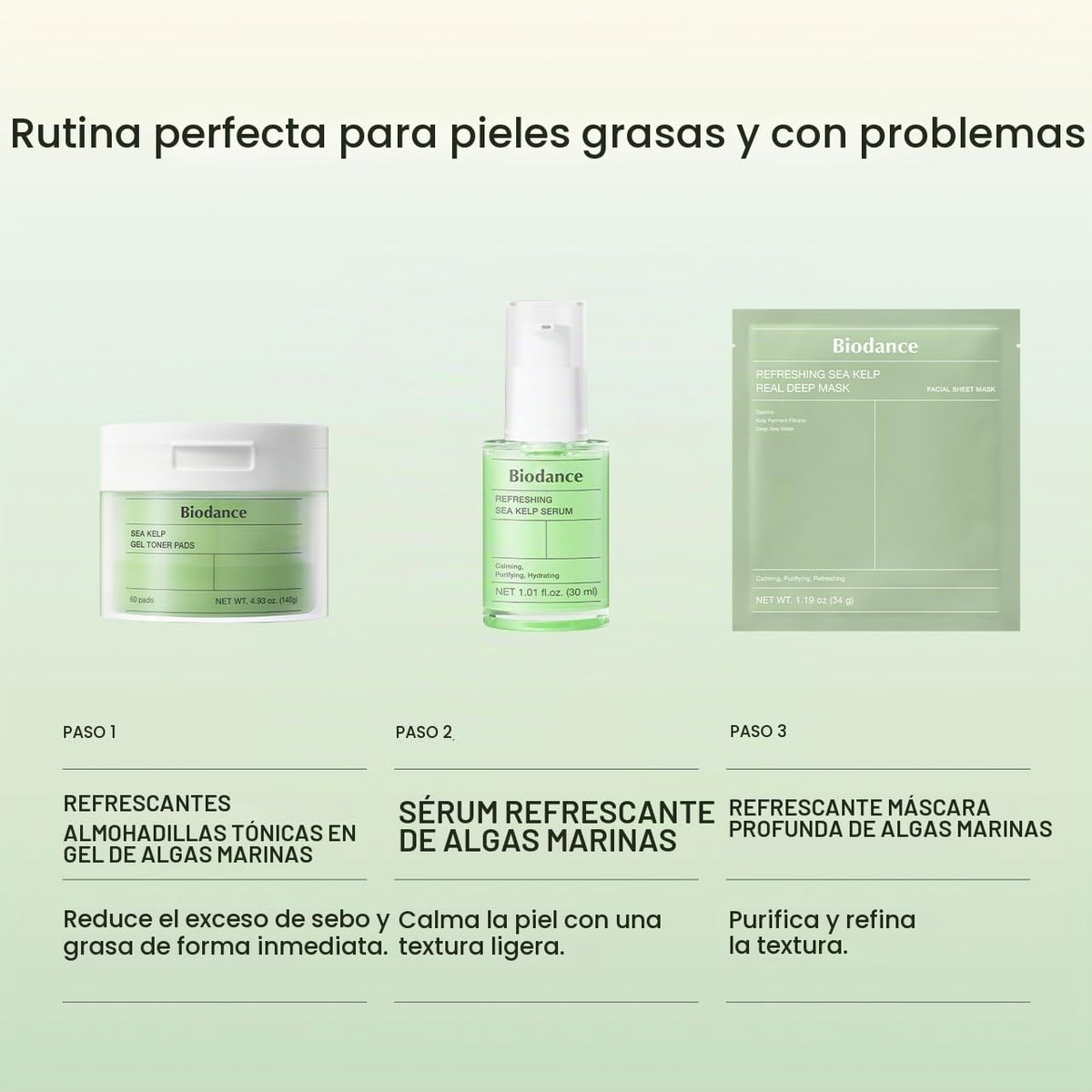BIODANCE Suero refrescante de algas marinas, control de aceite y se...