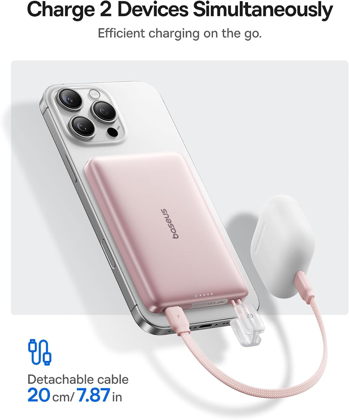 Baseus Picogo Qi2 15W Magsafe Cargador portátil, 0.5" ultra delgado...