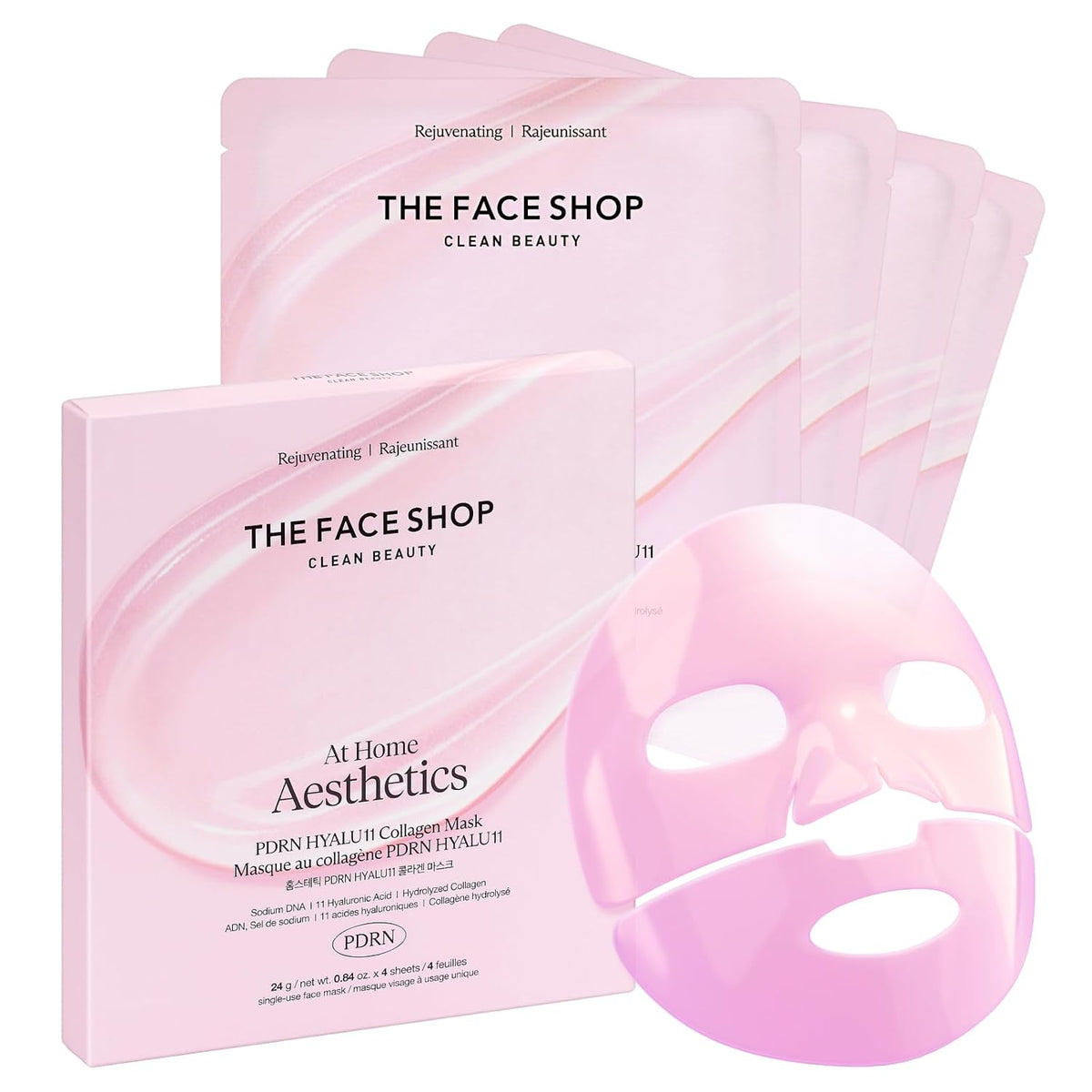 The Face Shop Rose PDRN - Máscara facial de colágeno rosa, esencial...