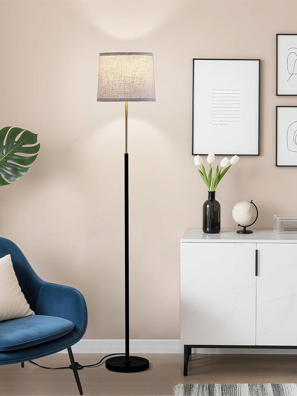 Hikczc Lámpara de pie moderna de 60 pulgadas para sala de estar y d...