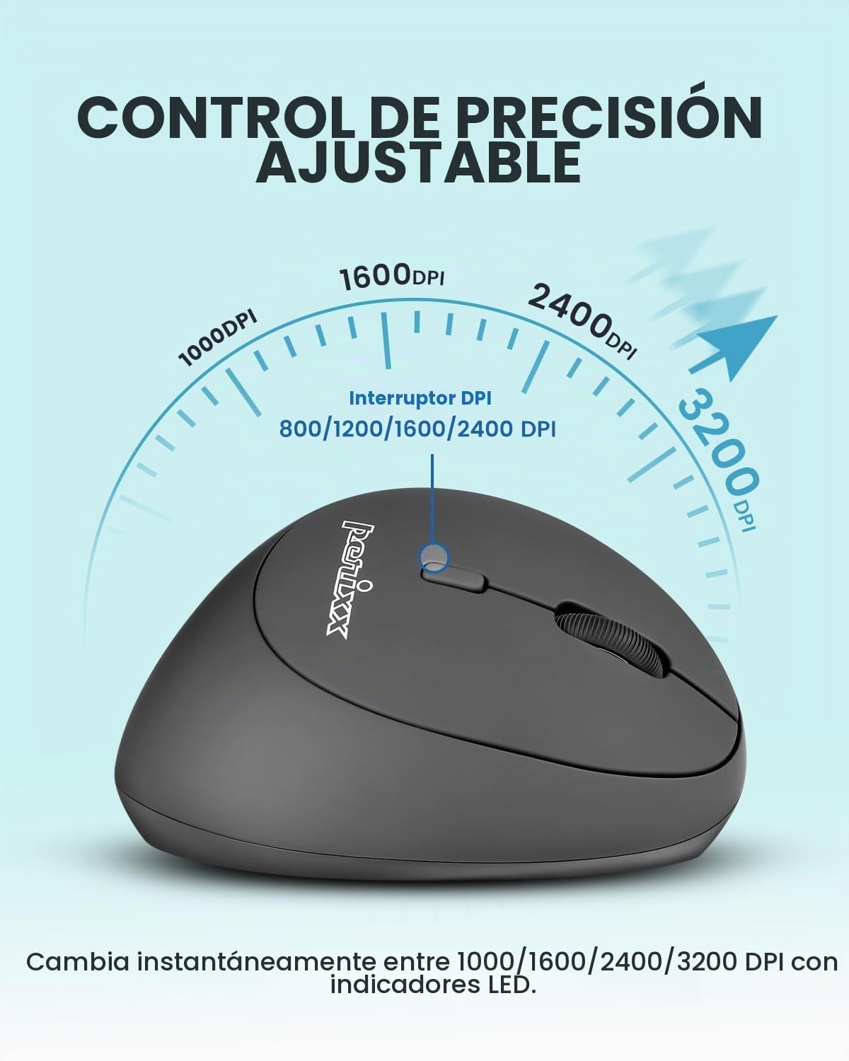 Perixx PERIMICE-719RX - Ratón ergonómico recargable inalámbrico de...