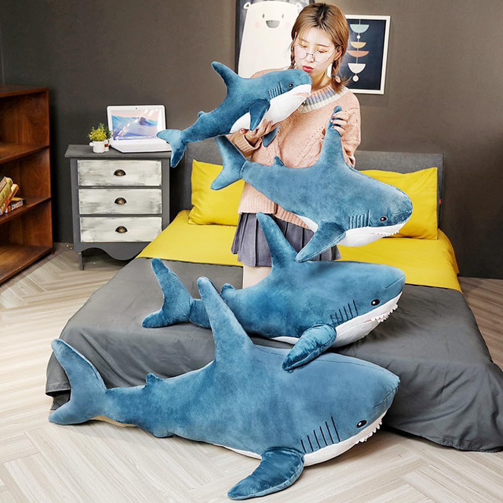 XIYUAN Almohada de peluche de tiburón de 23.6 pulgadas, almohada de...