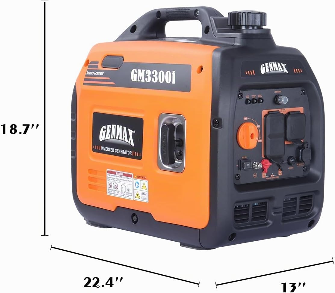 GENMAX Generador portátil, 3300W, motor de gas ultra silencioso, co...