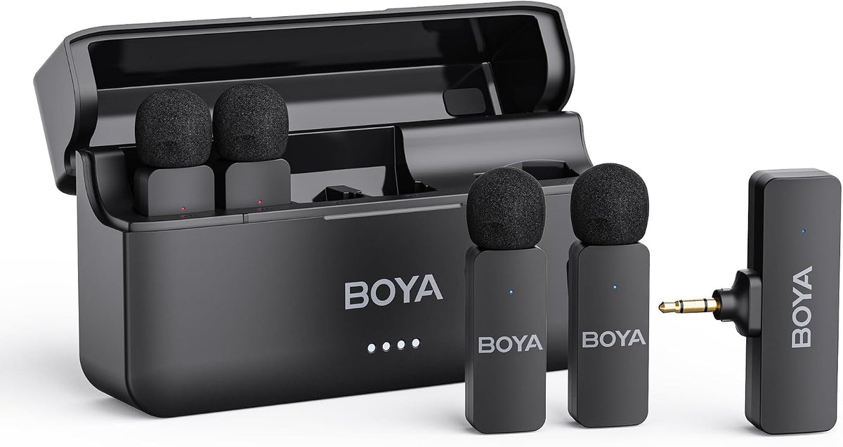 BOYA BY-V4 Micrófonos inalámbricos para cámaras DSLR videocámara co...
