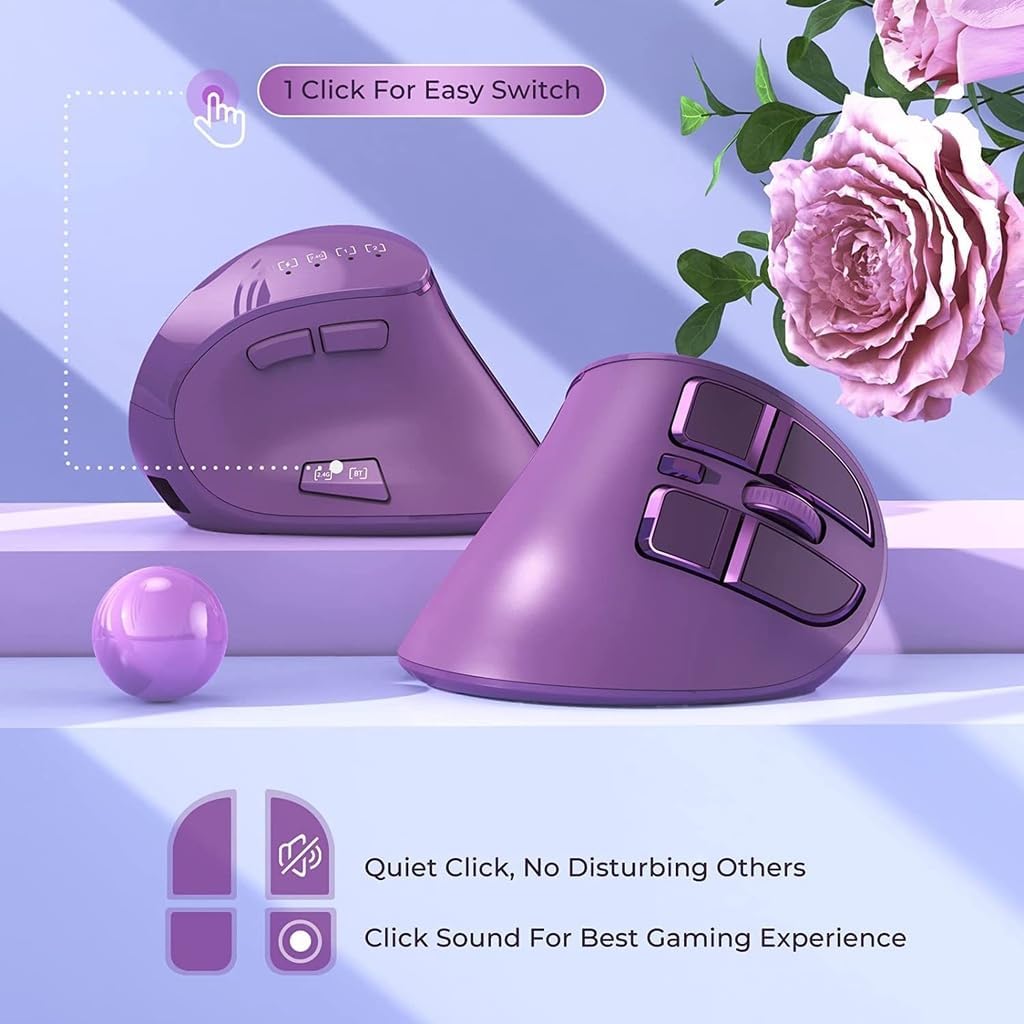 JOMAA Ratón inalámbrico ergonómico vertical, 2.4G y Bluetooth 5.0\/...
