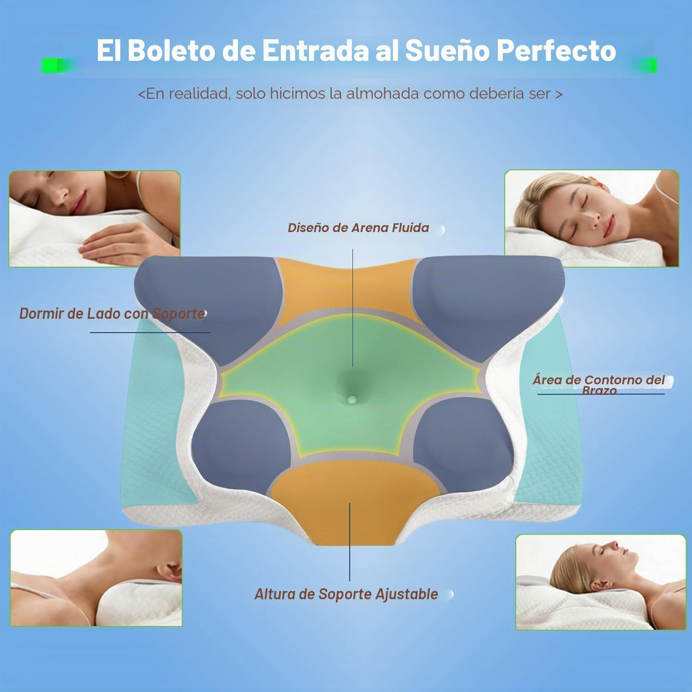 Almohada cervical Ergo para la apnea del sueño, los ronquidos y el...