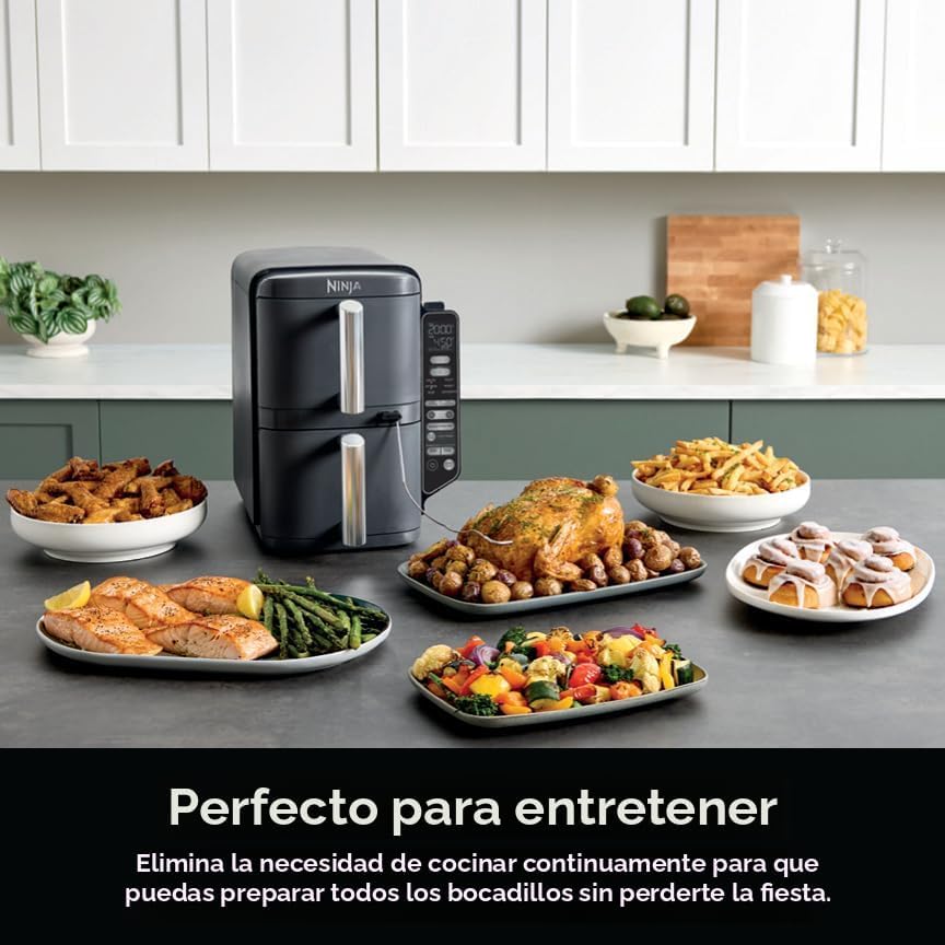 Ninja Freidora de Aire Inteligente DoubleStack XL de 2 Cestas, Sist...