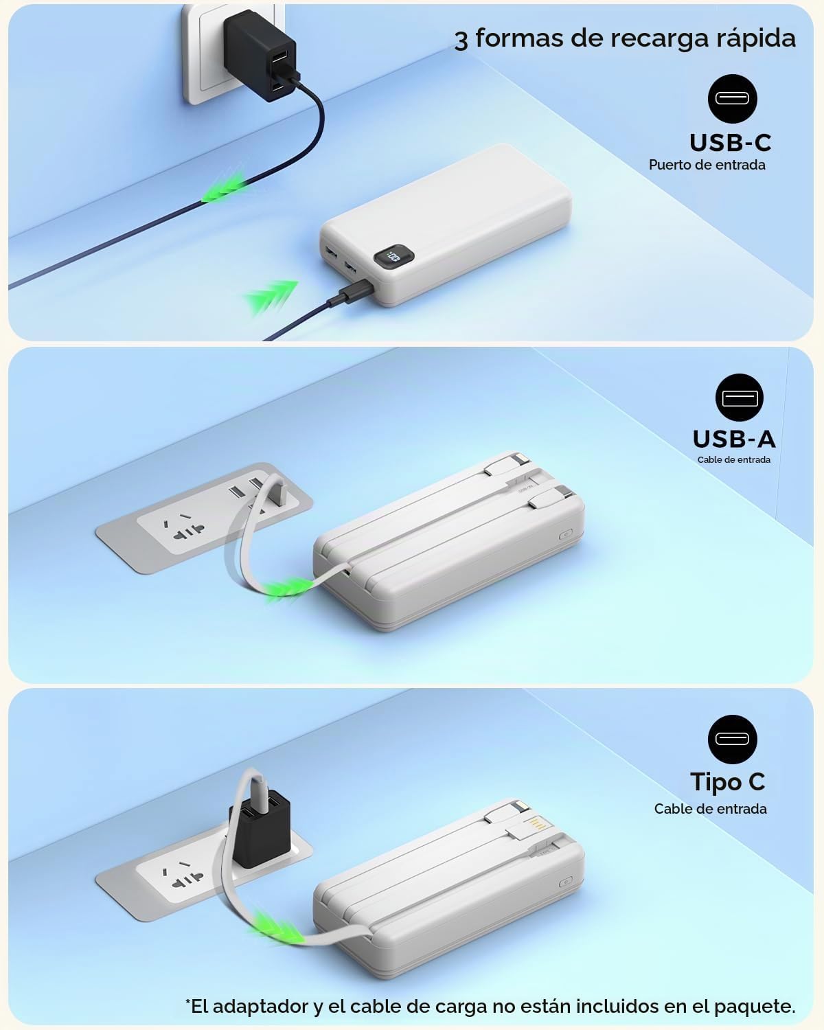 50000mAh 22.5W cargador portátil de carga rápida del banco del pode...
