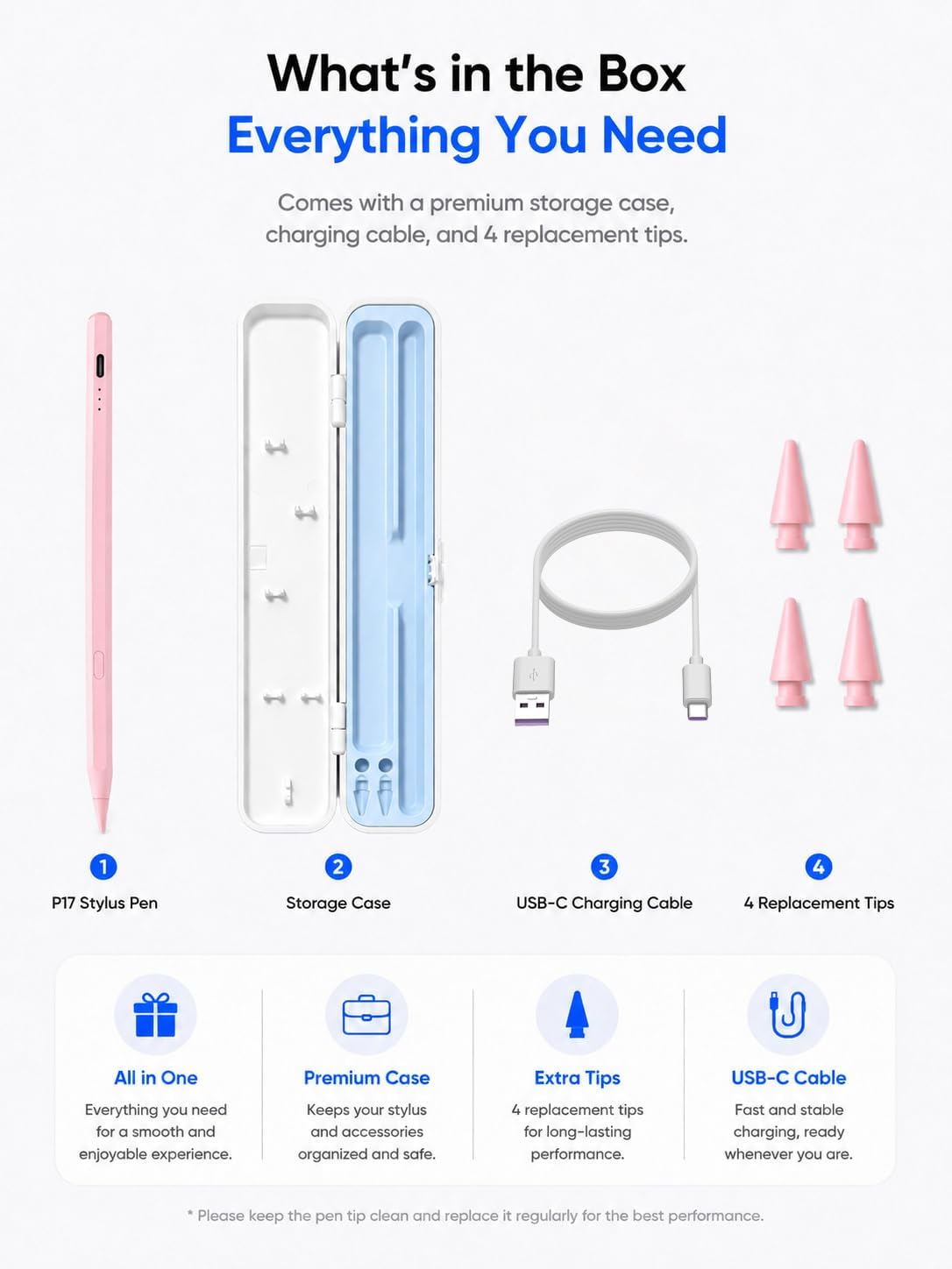 Lápiz óptico para iPad 2018-2026 con estuche para lápices, carga rá...