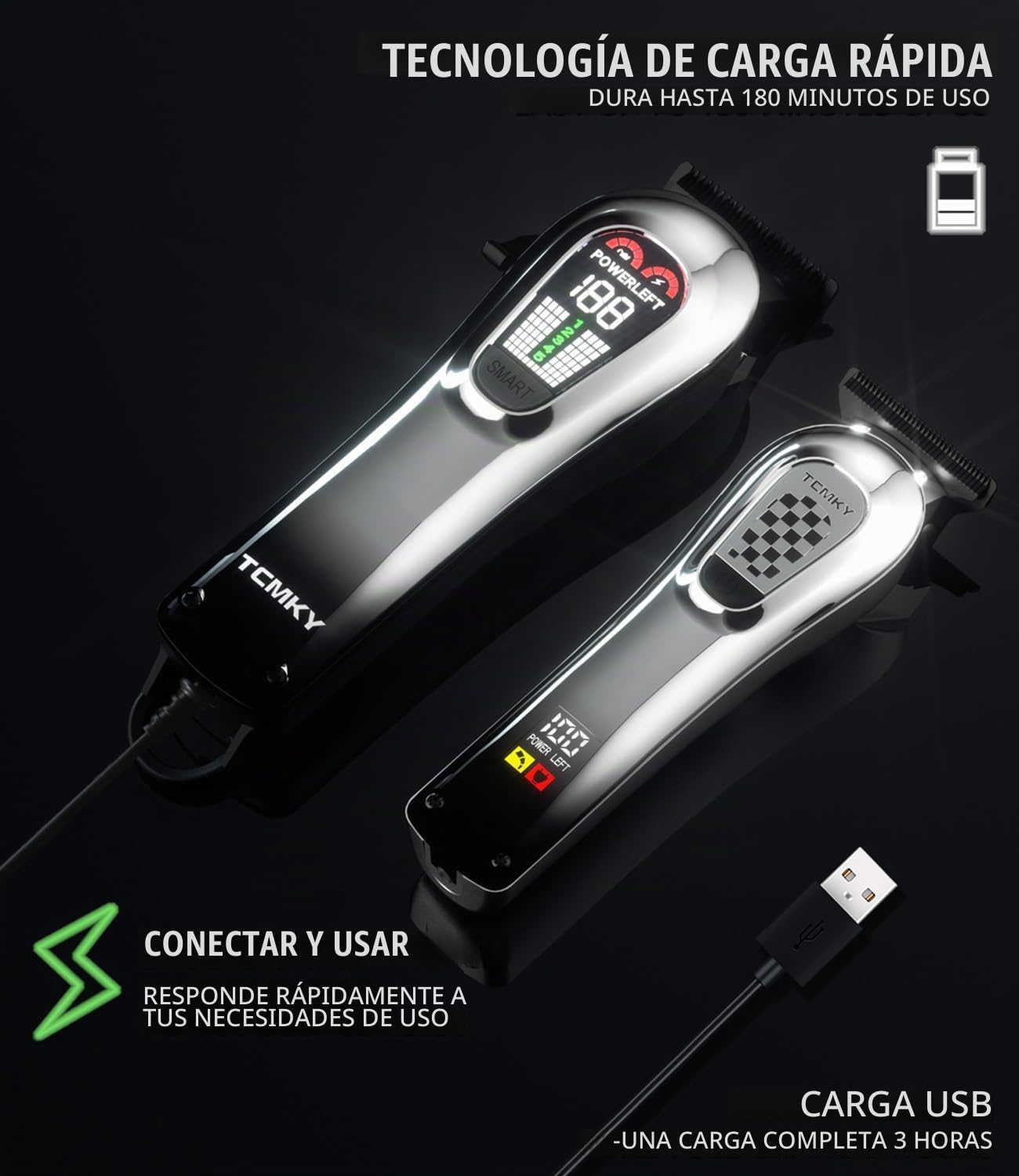 TCMKY Cortapelo para Hombres, Set Profesional de Cortapelo y Recort...