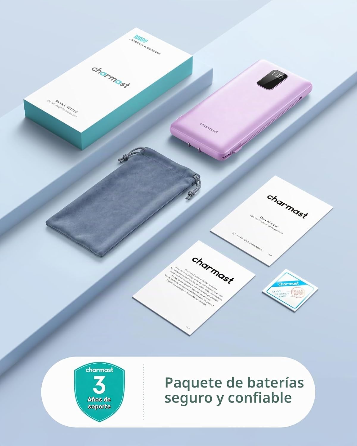 charmast Banco portátil del poder del cargador construido en los ca...