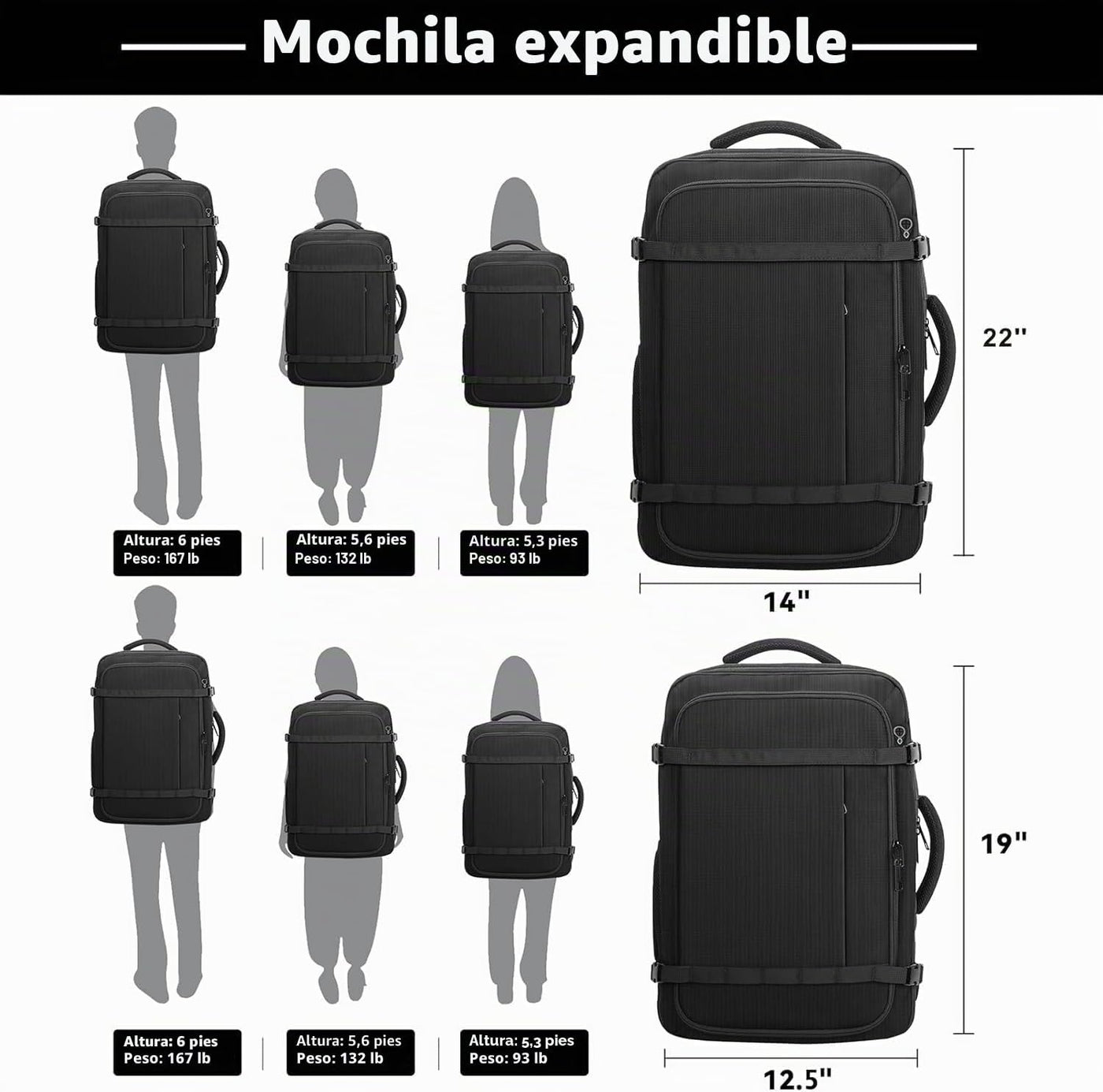 Mochila de viaje con garantía de por vida, mochila de transporte ex...