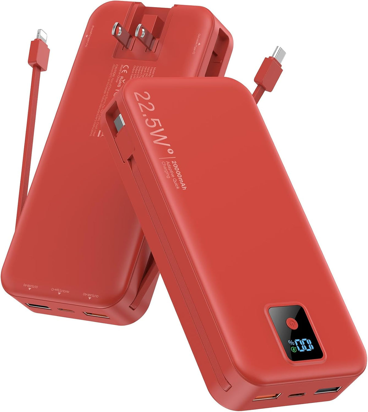 Rngsnoy Cargador Portátil 20000mAh 22.5W w\/Cable incorporado y enc...