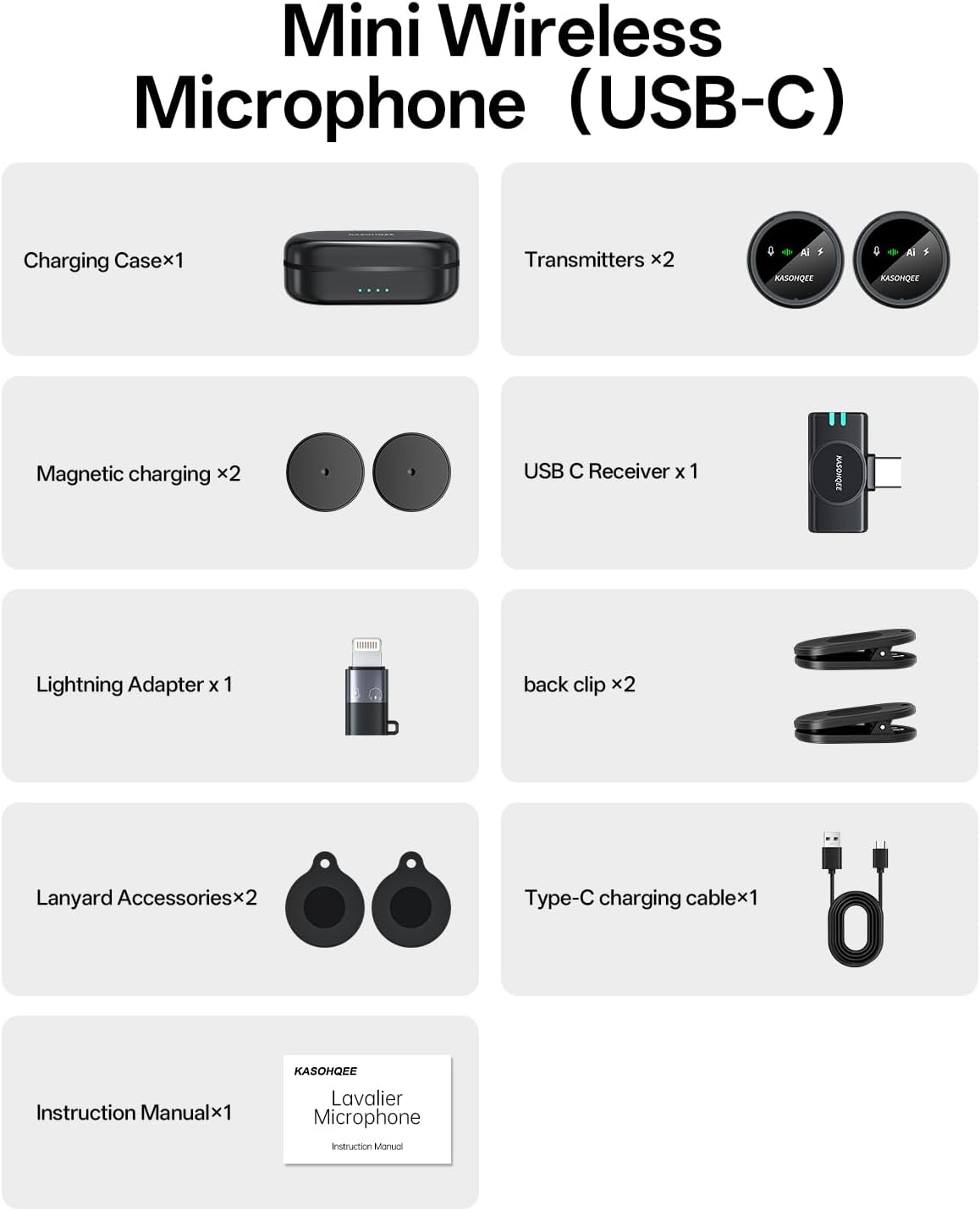 Micrófono Lavalier inalámbrico para iPhone 17\/16\/15\/14, iPad y A...