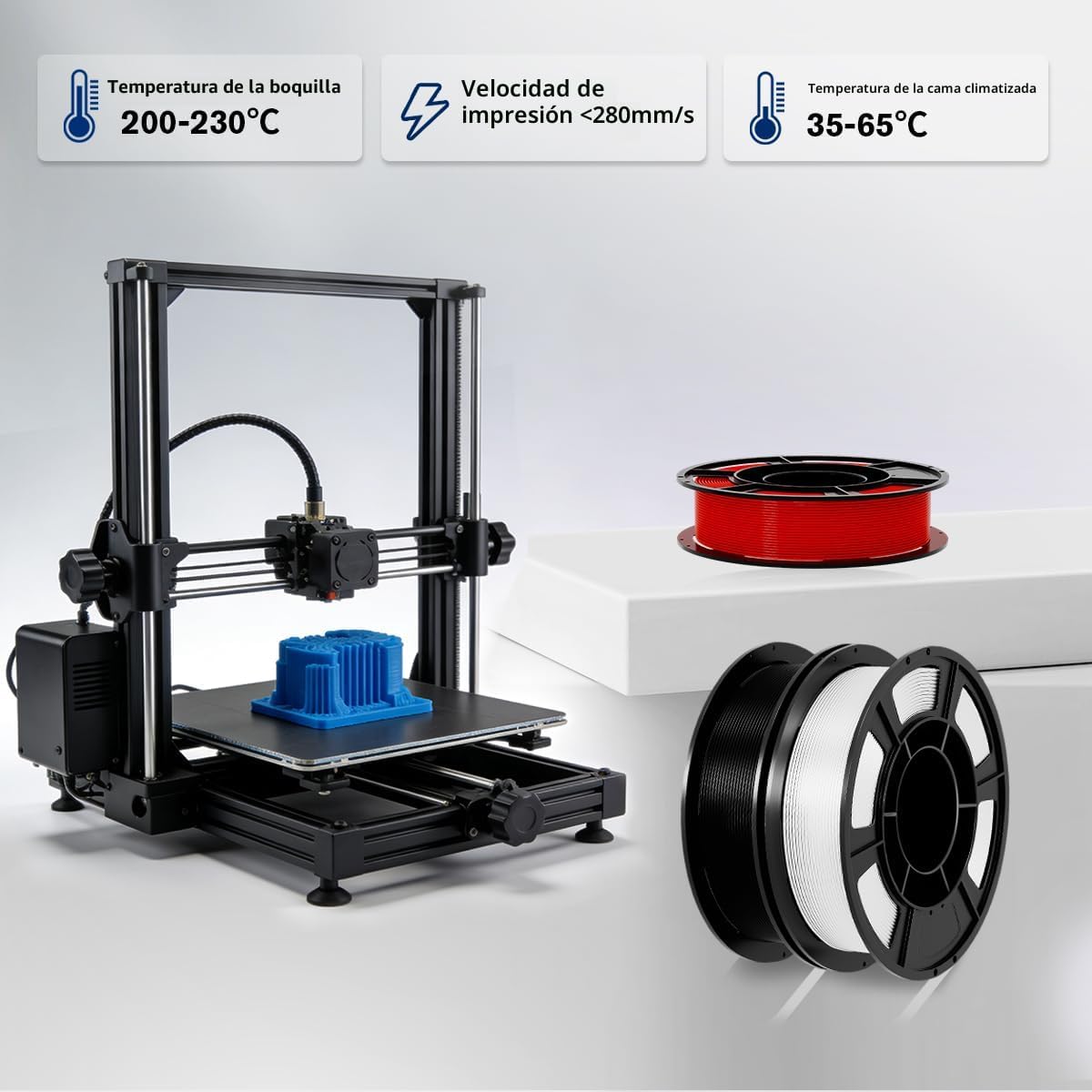 Paquete de filamentos para impresora 3D PLA+de 0.069 pulgadas, empa...