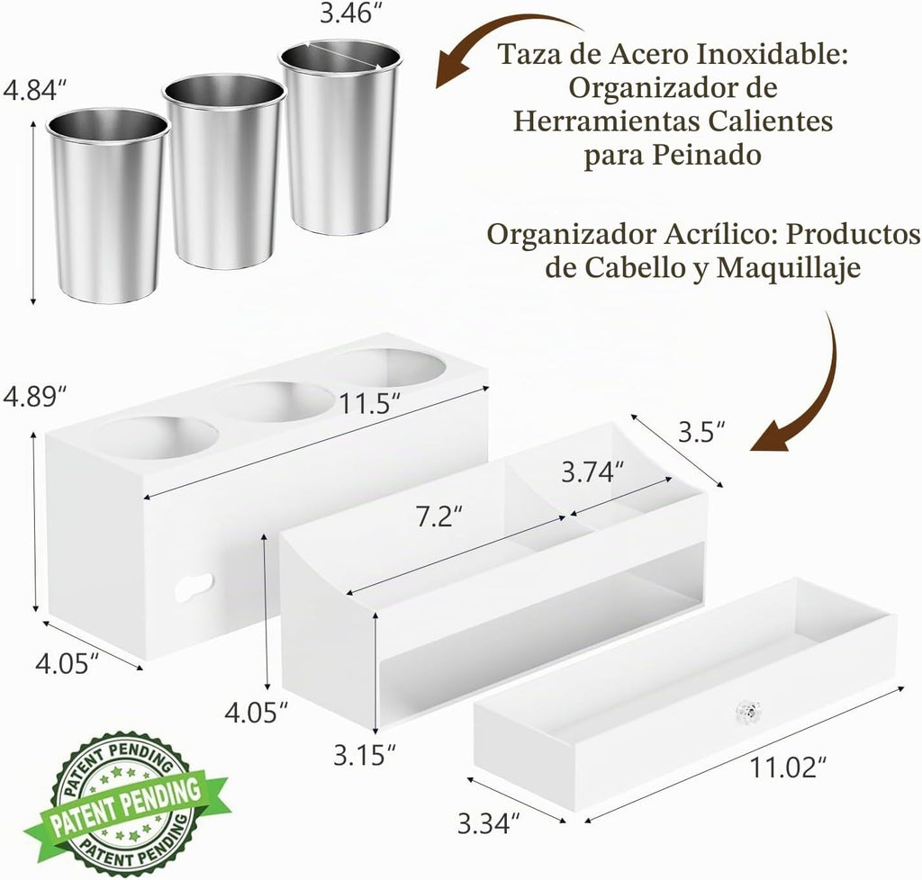 GFWARE Soporte acrílico para secador de pelo con cajón, organizador...