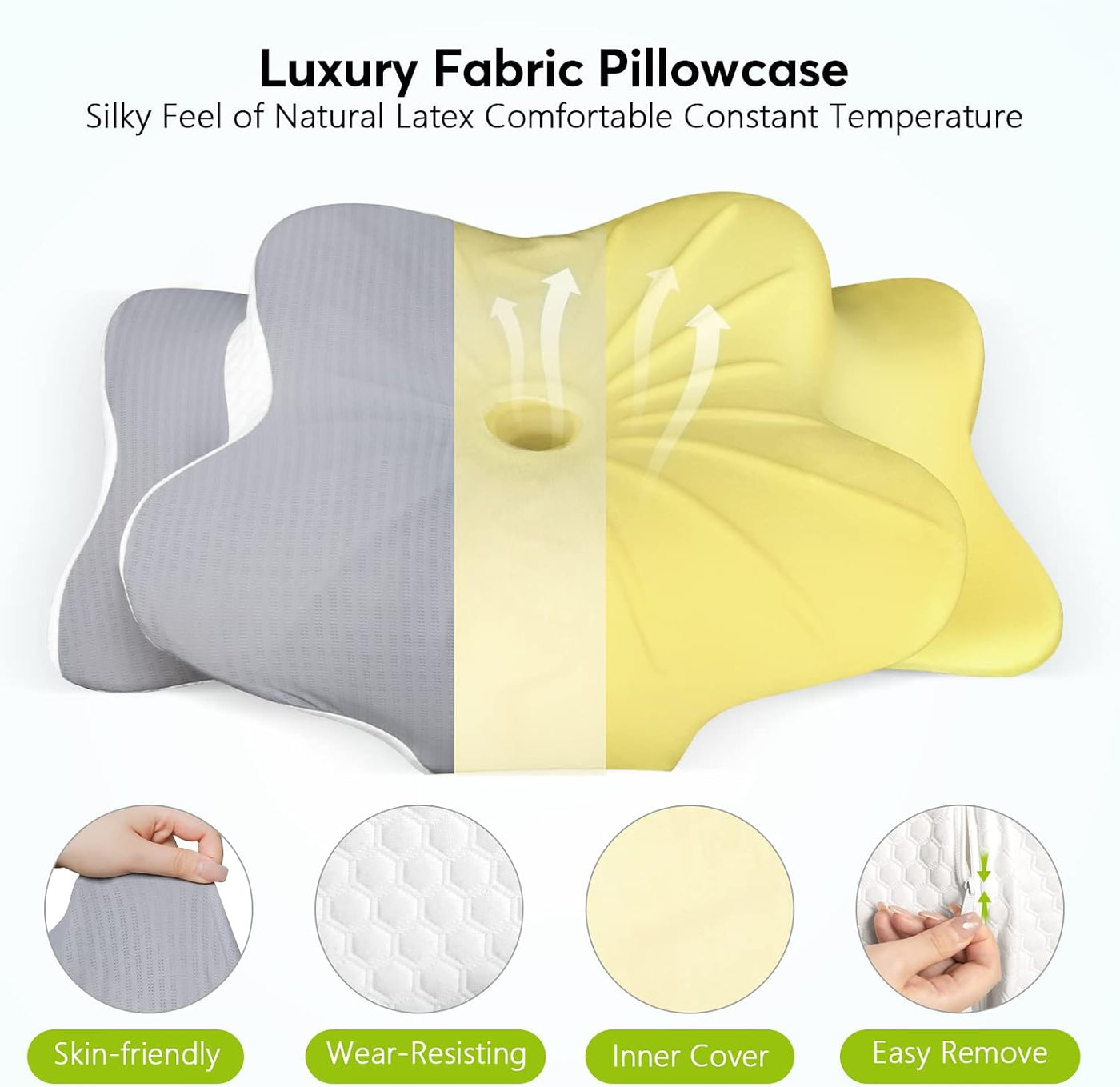 Voovc Almohada de contorno cervical para alivio del dolor de cuello...
