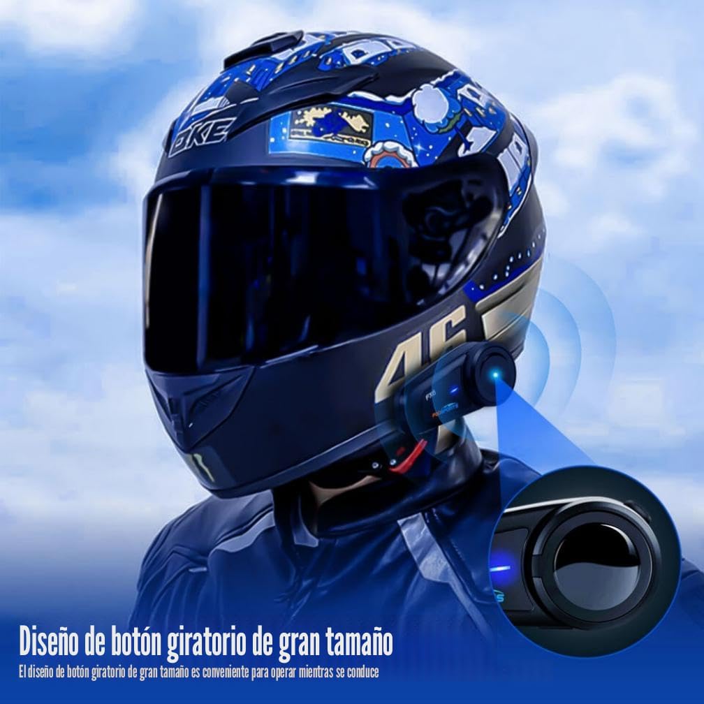 Fodsports FX6 - Auriculares Bluetooth para motocicleta, intercomuni...