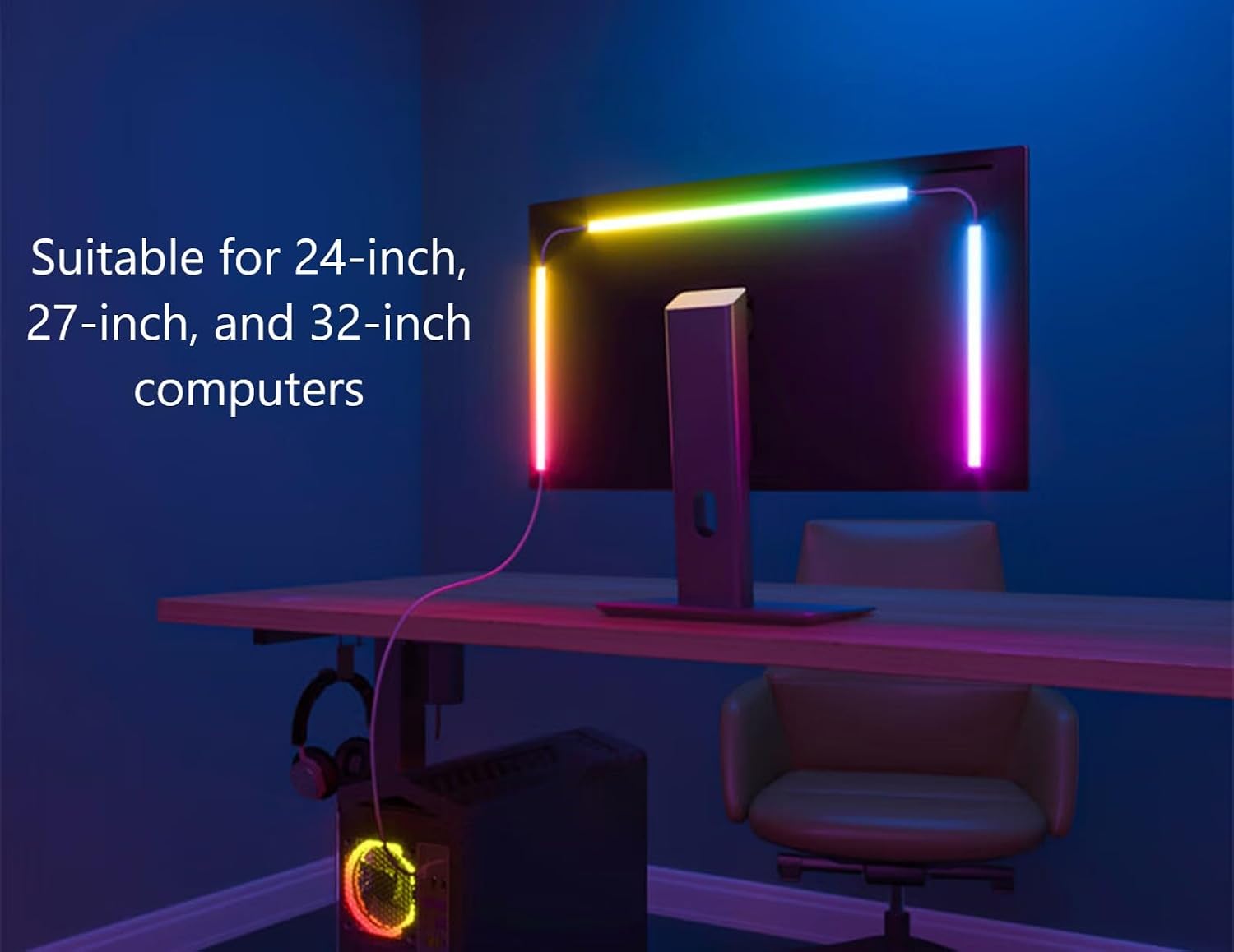 BLYGACN Monitor LED Retroiluminación, Pantalla RGB Luz de Escritori...
