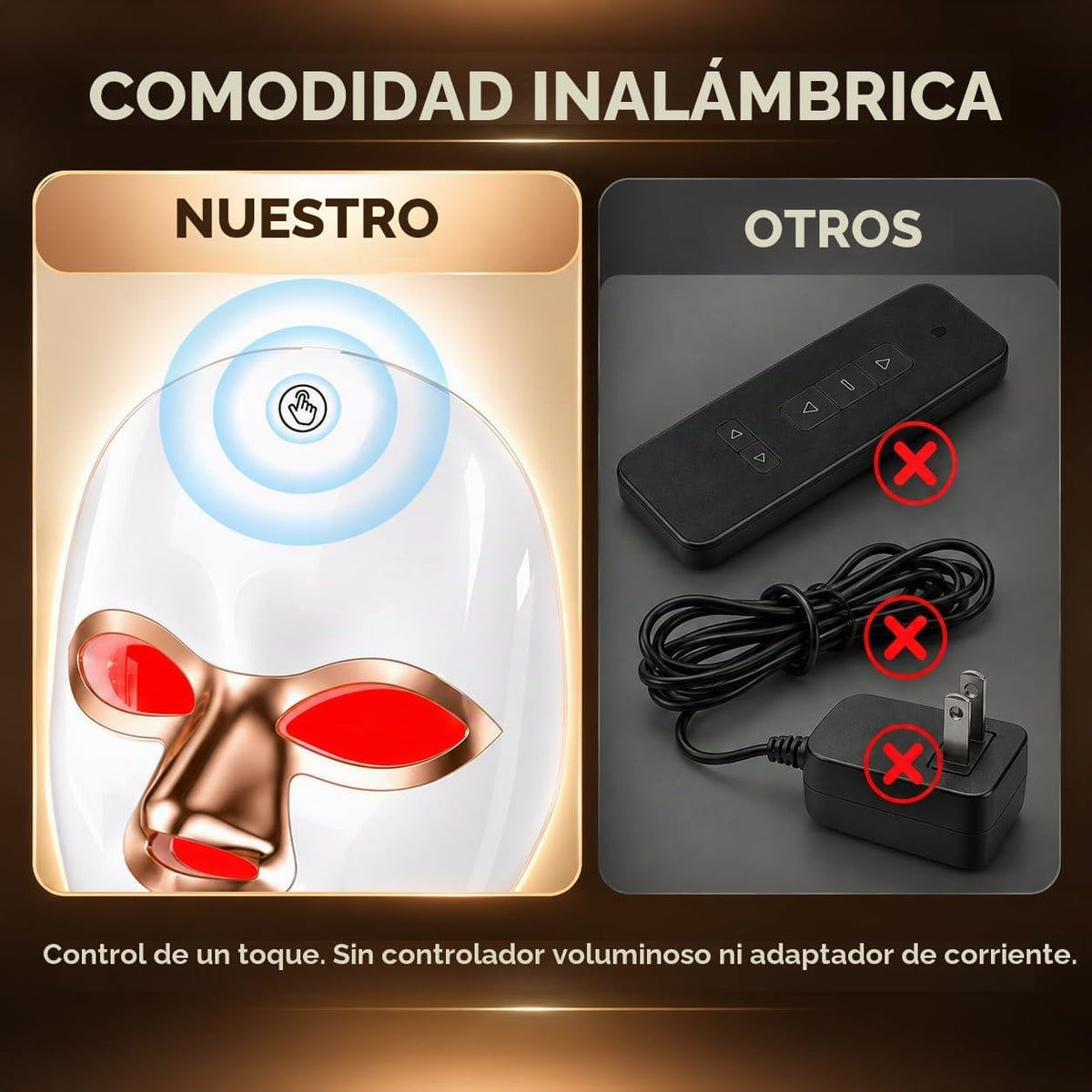 Máscara de terapia de luz roja para cara y cuello, cobertura facial...