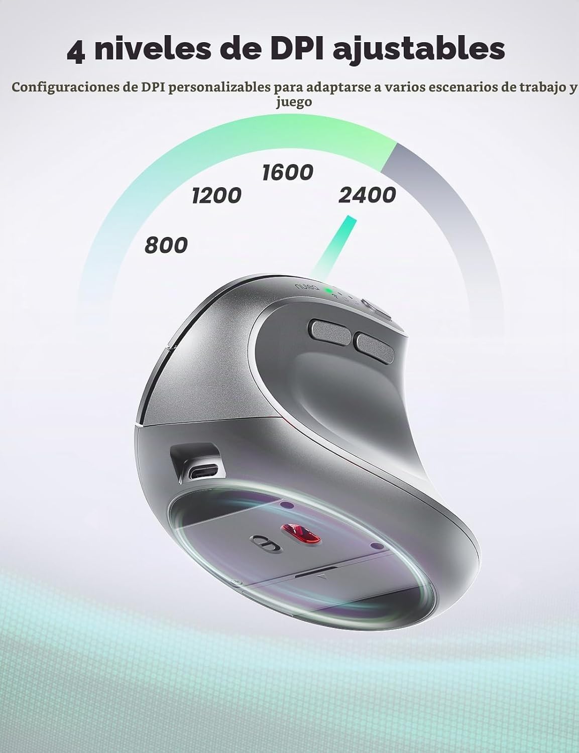 Nulea MD280 - Ratón inalámbrico vertical ergonómico, Bluetooth y mo...