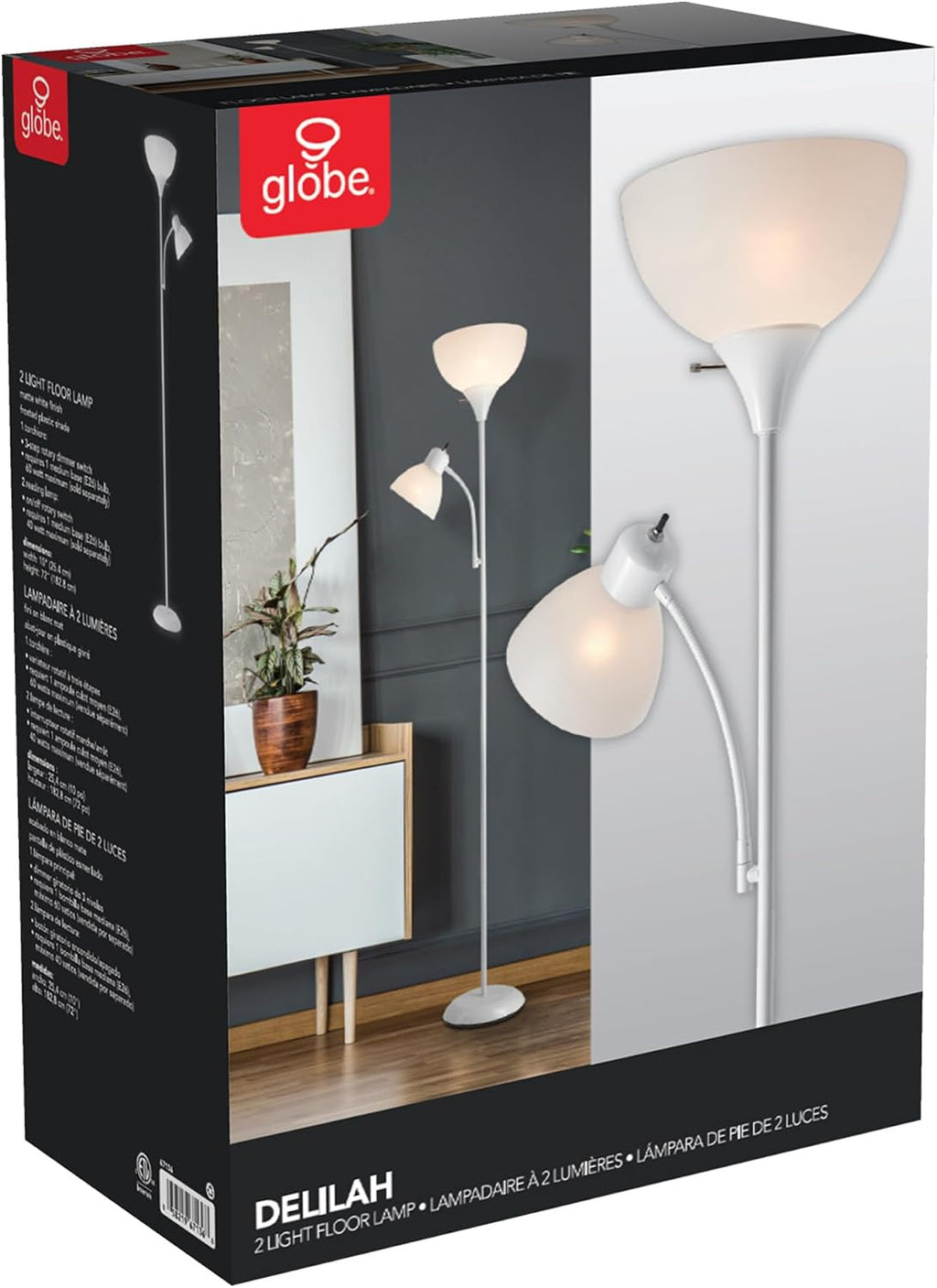 Globe Electric 67136 Delilah - Lámpara de pie, color blanco, 72.88...