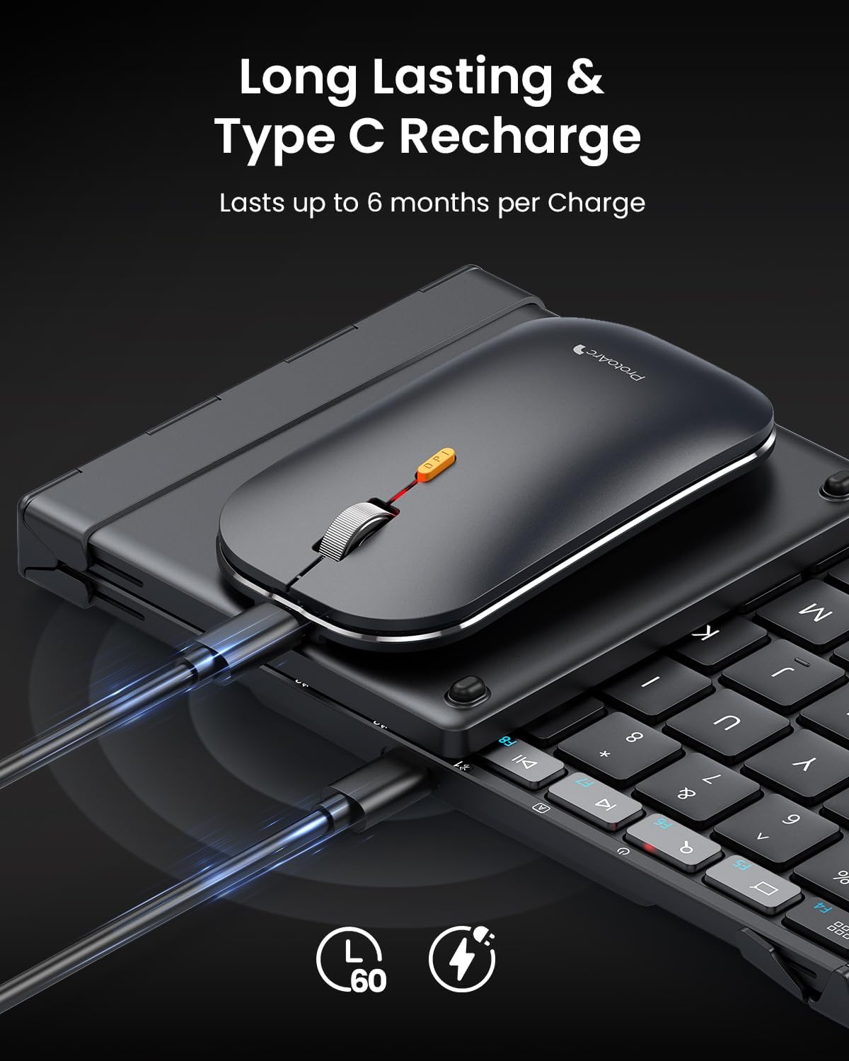 ProtoArc Combo de Teclado y Mouse Plegable, XKM01 CaseUp Teclado y...