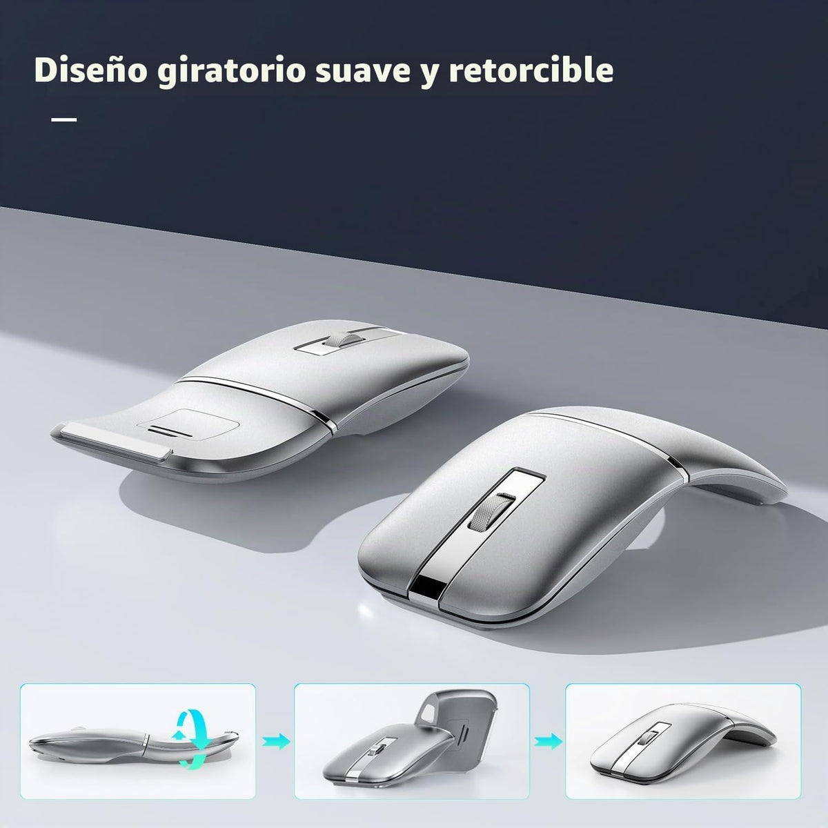 Ratón inalámbrico Bluetooth de arco plegable para viajes, modelo du...
