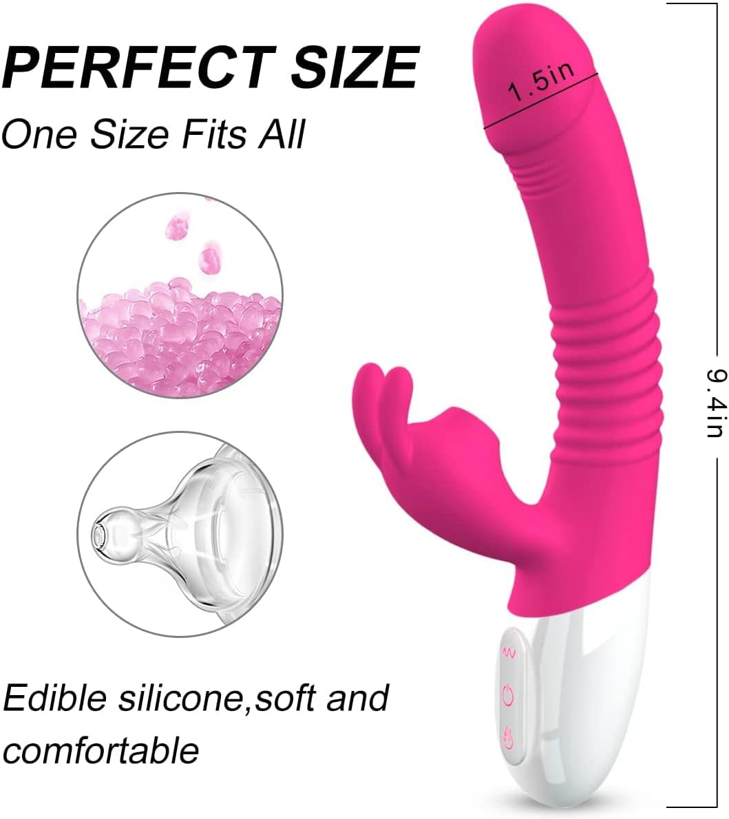 Juego de juguetes de placer con orejas de conejo rosadas, motor dua...