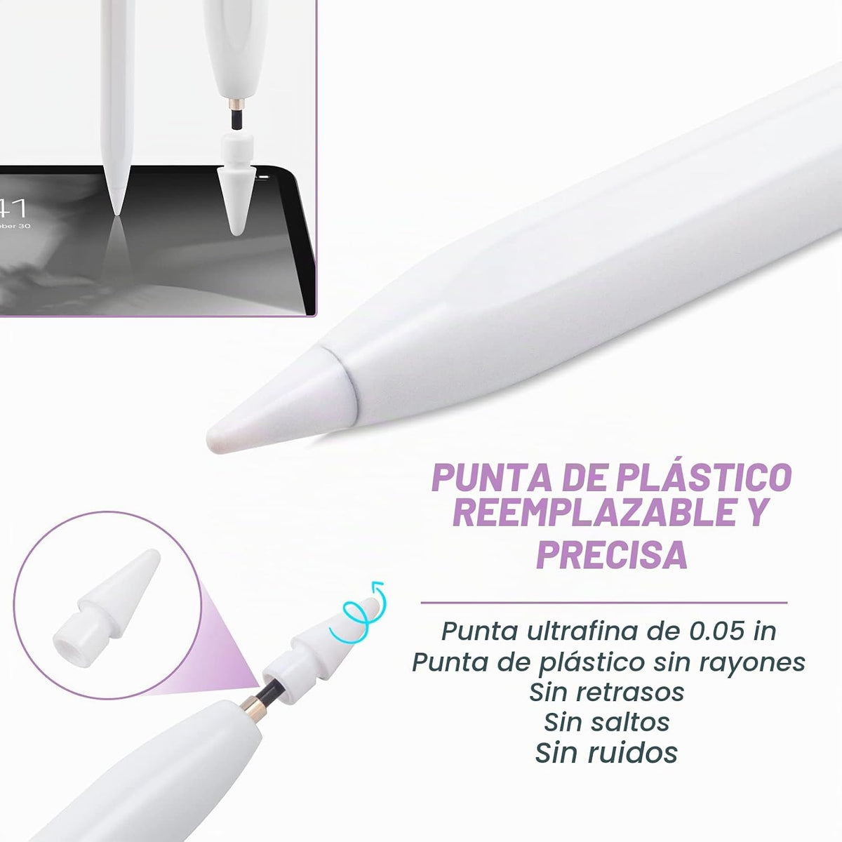 iPad Pencil Pro - 2 lápices capacitivos de carga rápida con rechazo...