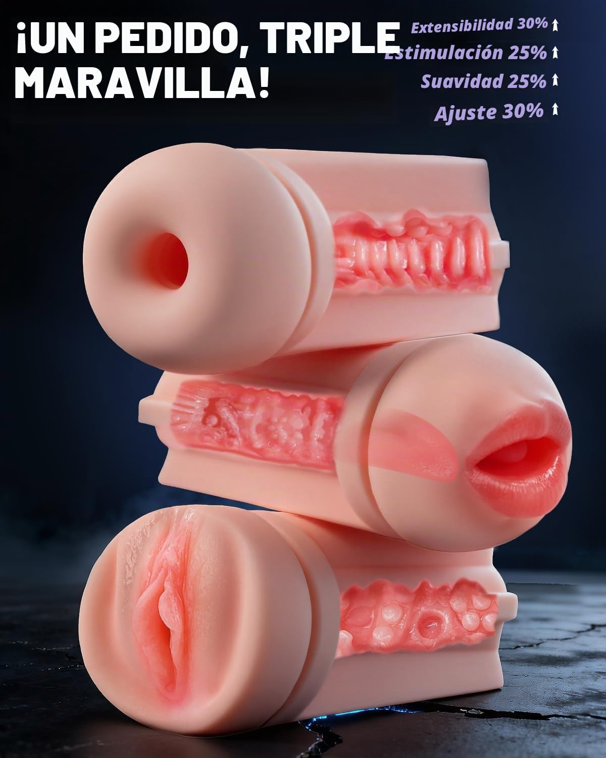 Uoffile Juguete sexual masculino Pocket Pussy 3 mangas AI Sync Mast...